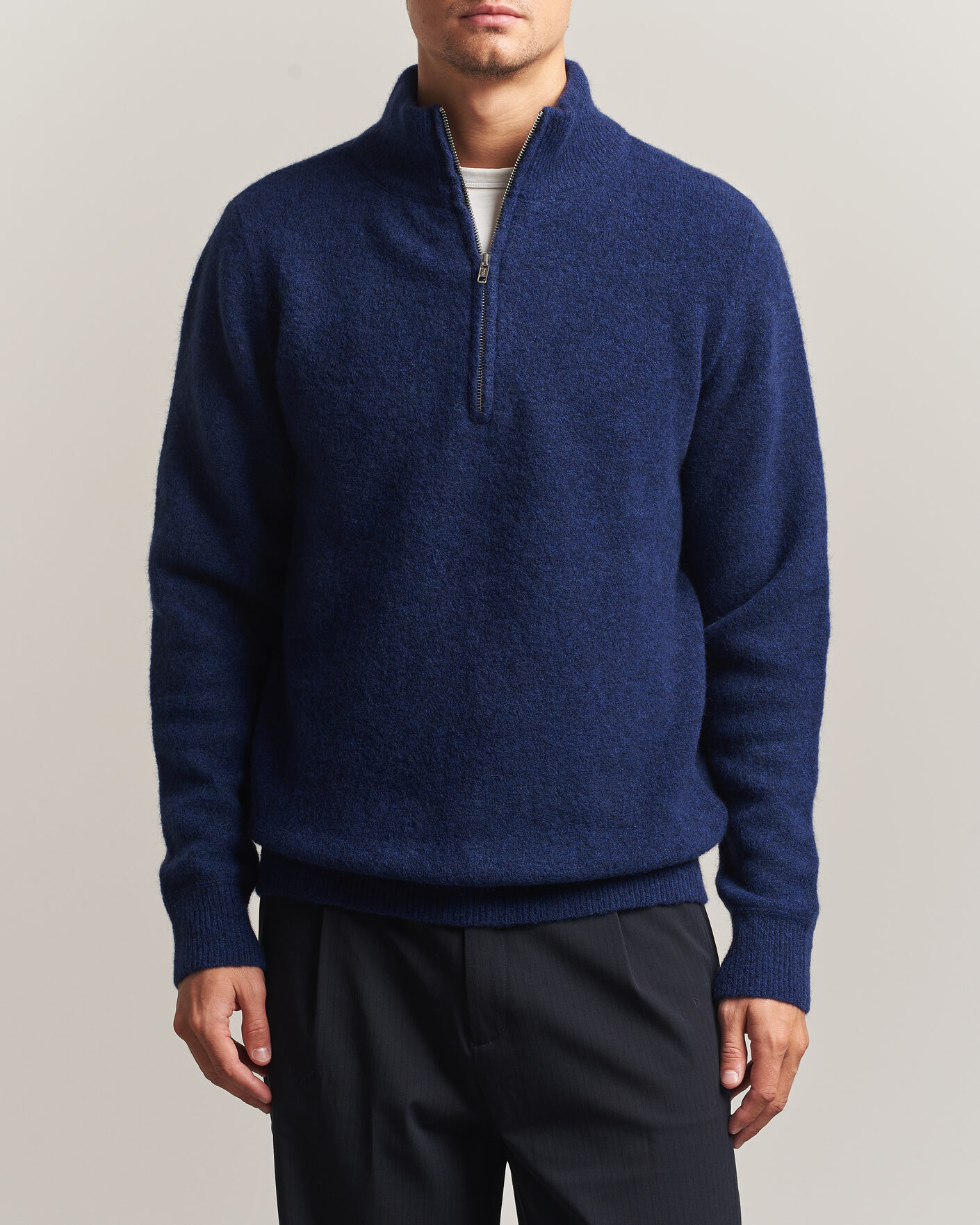 Herre | Gensere | Filippa K | Andrew Yak Knitted Half Zip Deep Blue