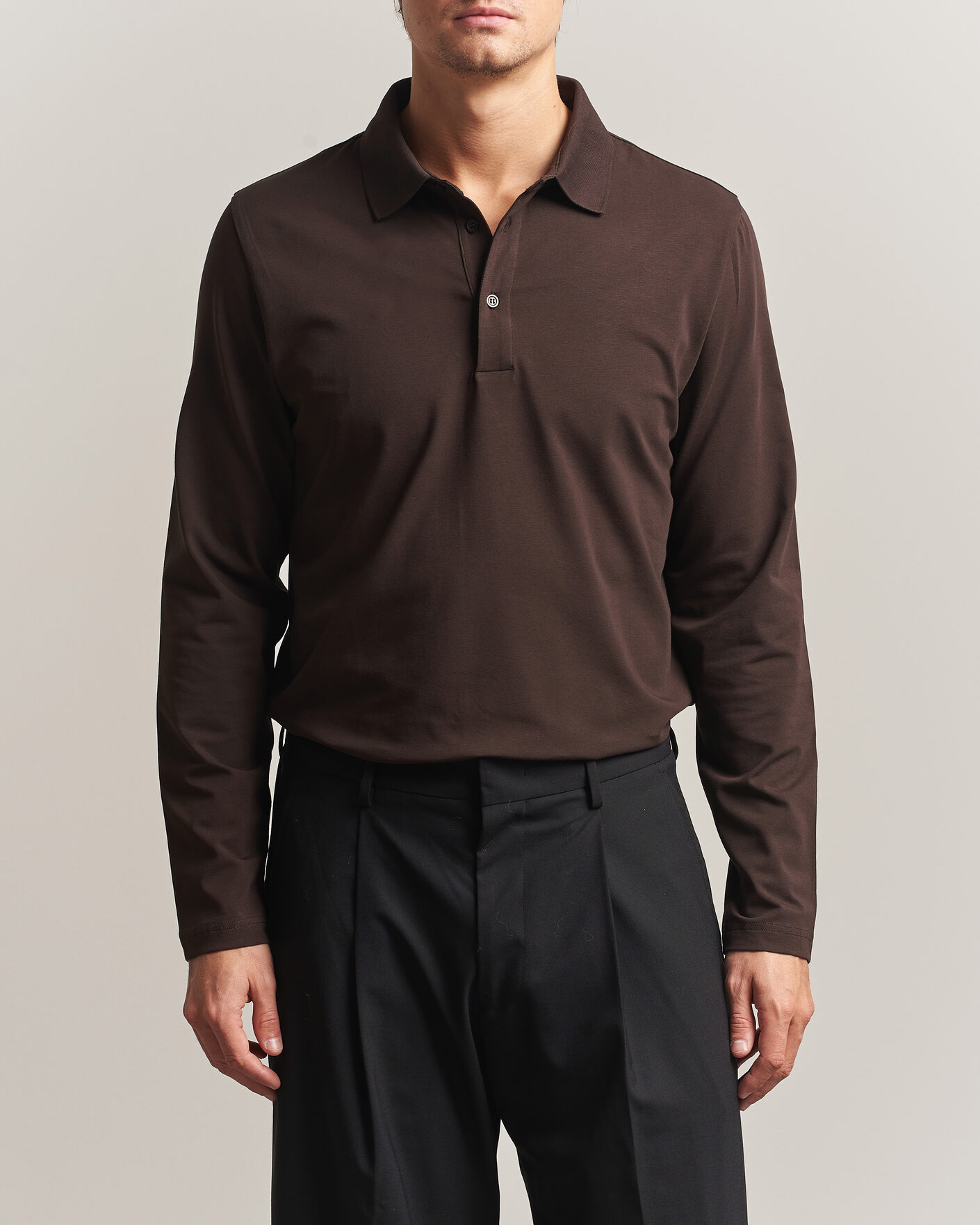 Herre | Pikéer | Filippa K | Luke Lycra Polo Shirt Dark Chocolate