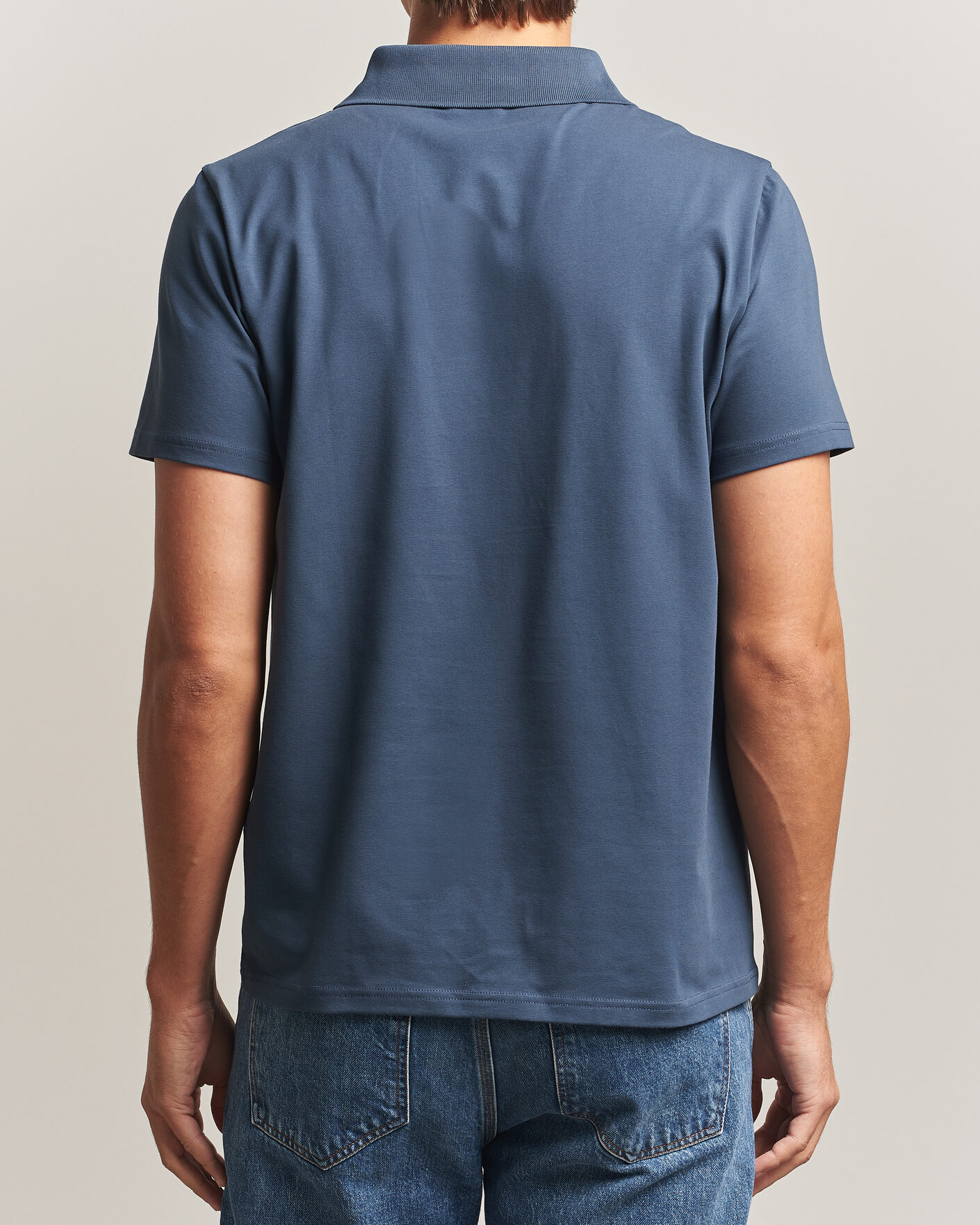 Herre | Pikéer | Filippa K | Soft Lycra Polo T-Shirt Stone Blue