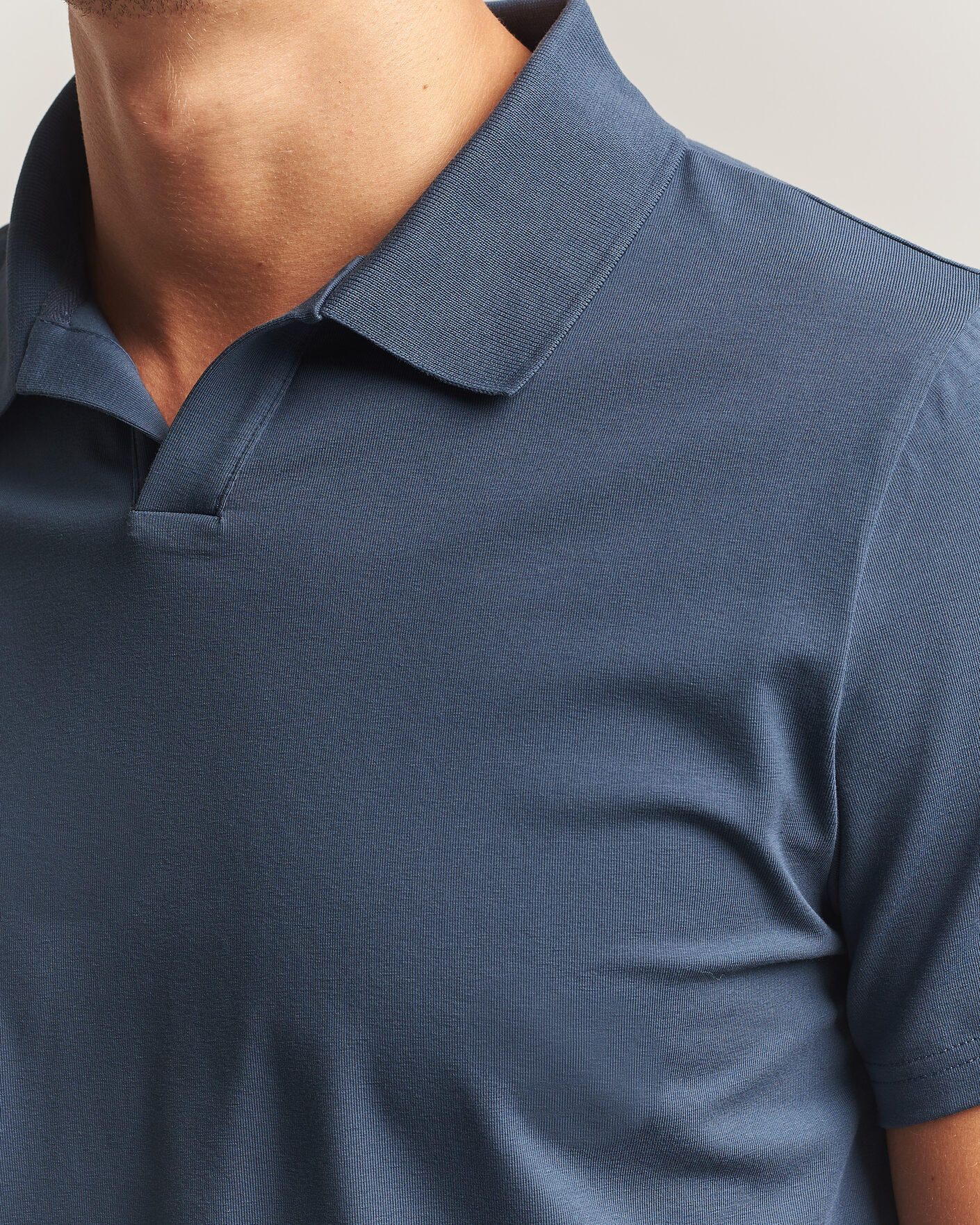 Herre | Pikéer | Filippa K | Soft Lycra Polo T-Shirt Stone Blue
