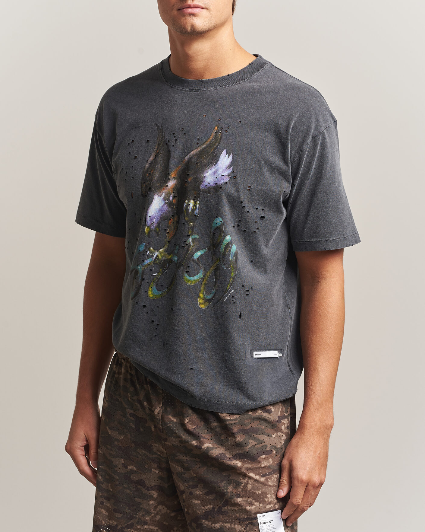 Herre | T-Shirts | Satisfy | MothTech T-Shirt Aged Black Eagle