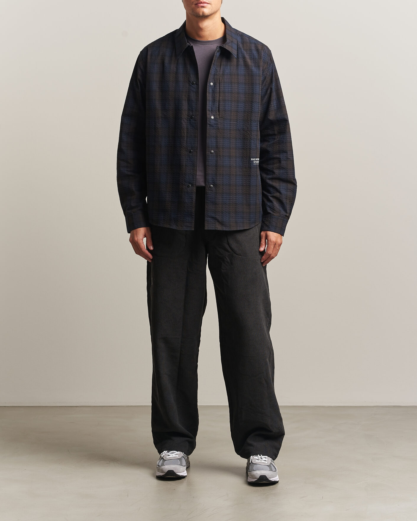 Herre | Skjorter | Pas Normal Studios | Off-Race Seersucker Shirt Dark Navy