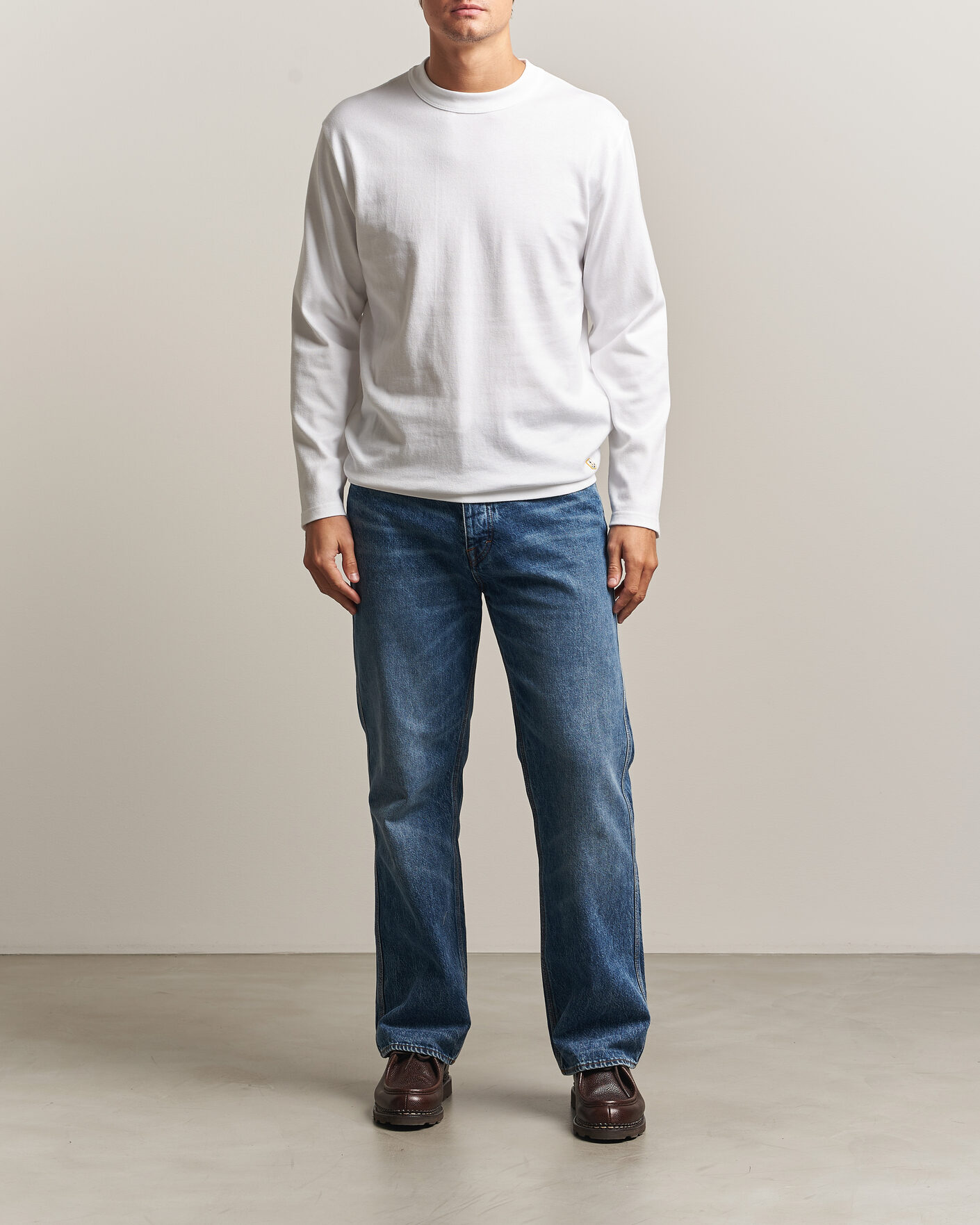 Herre | T-Shirts | Armor-lux | Heritage Long Sleeve Cotton T-Shirt White