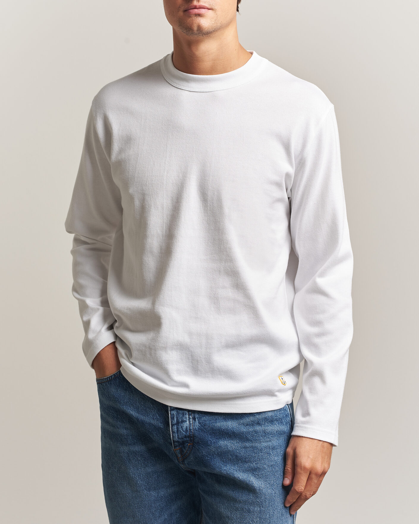 Herre | T-Shirts | Armor-lux | Heritage Long Sleeve Cotton T-Shirt White