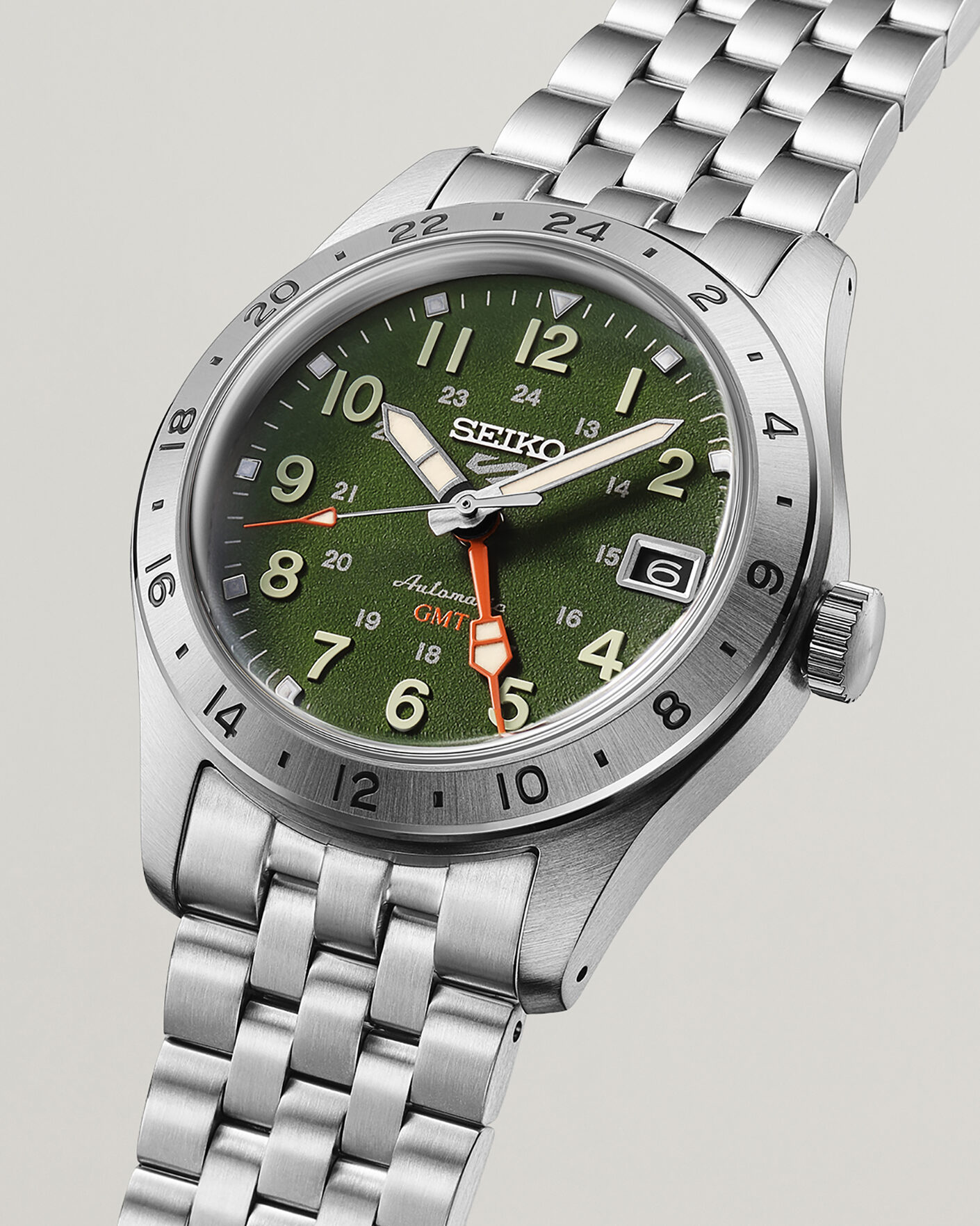 Herre | Seiko 5 Sports Automatic GMT 39mm Green Dial | Seiko | 5 Sports Automatic GMT 39mm Green Dial