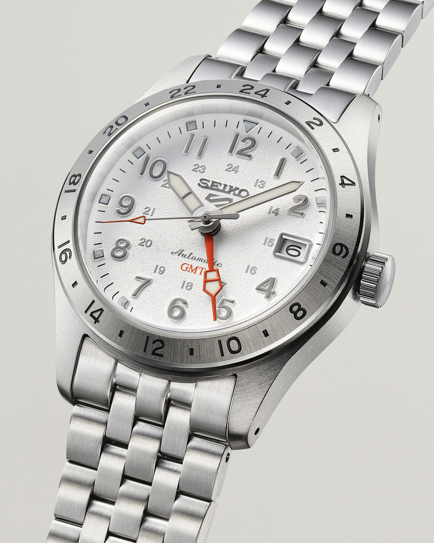 Herre | Seiko 5 Sports Automatic GMT 39mm White Dial | Seiko | 5 Sports Automatic GMT 39mm White Dial