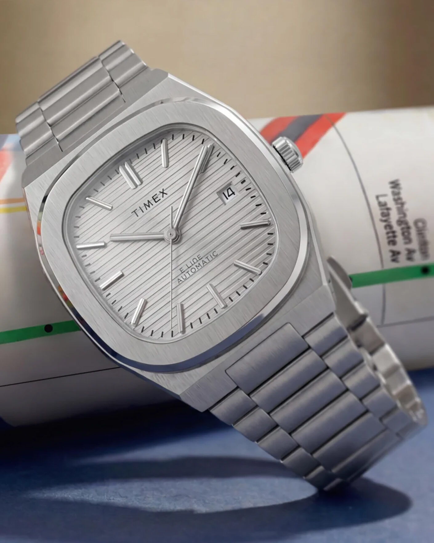 Herre | Timex Automatic E Line Stainless Steel 38mm Silver Dial | Timex | Automatic E Line Stainless Steel 38mm Silver Dial