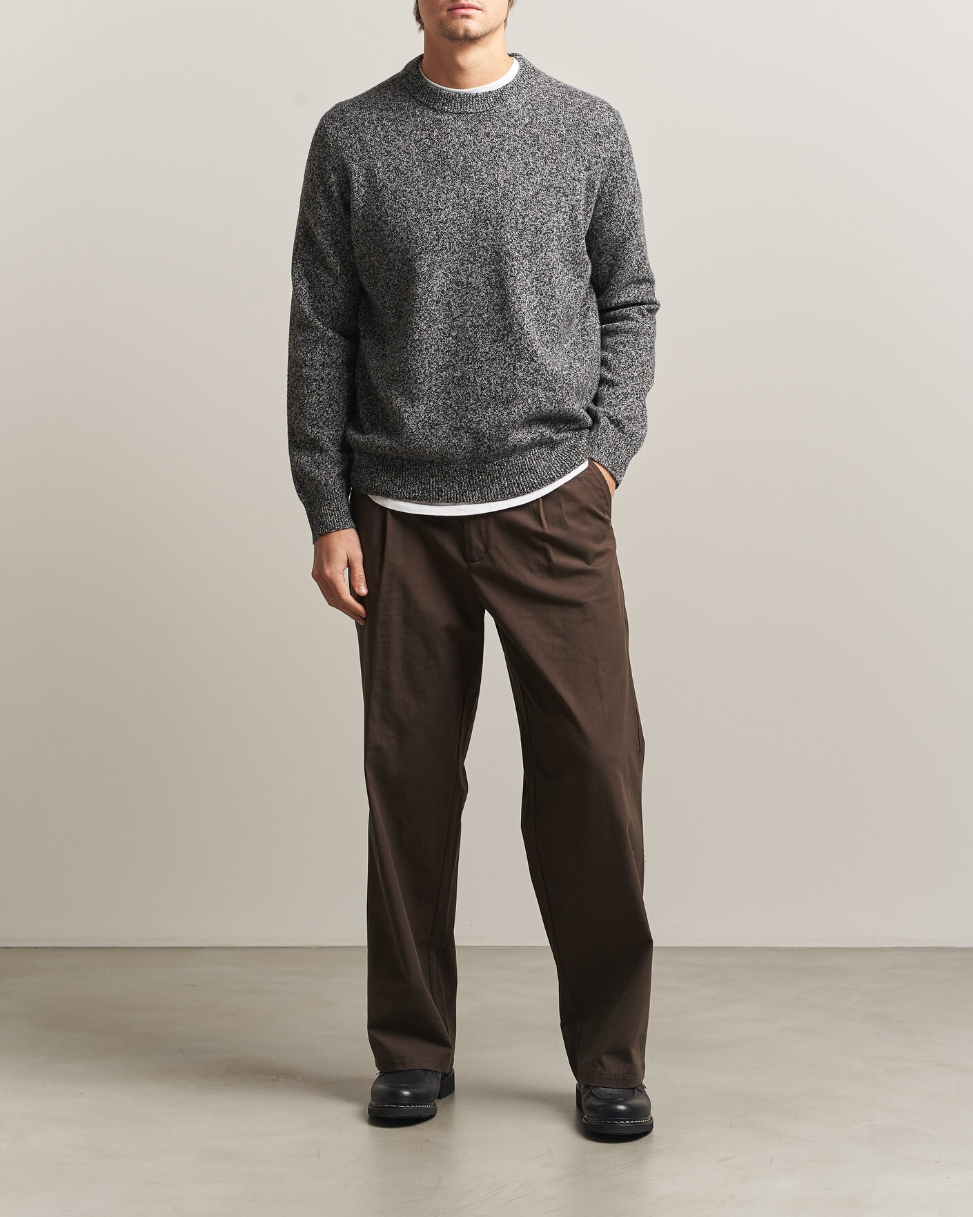 Herre | Gensere | Samsøe Samsøe | Isak Knitted Crew Neck Black White Melange
