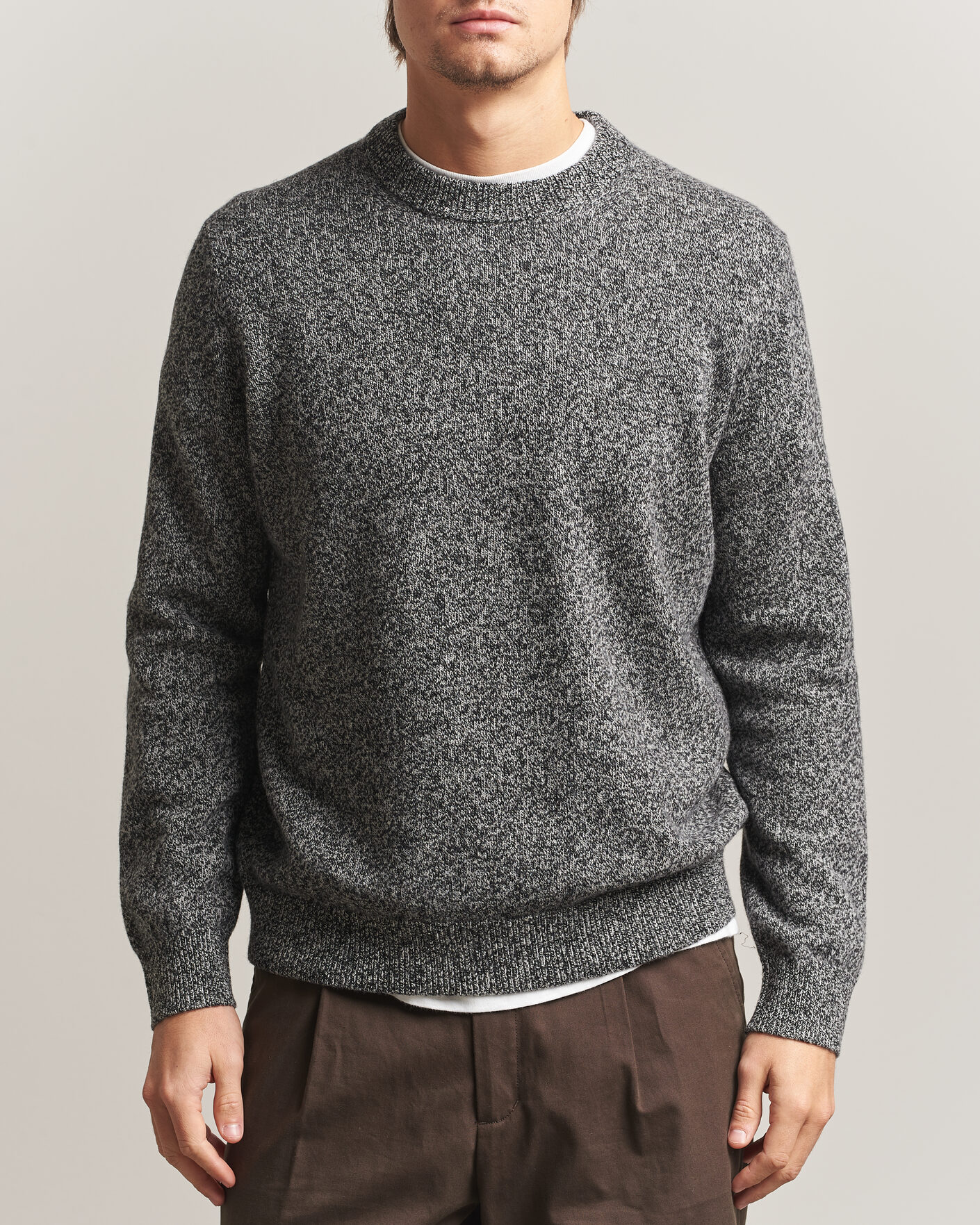 Herre | Gensere | Samsøe Samsøe | Isak Knitted Crew Neck Black White Melange