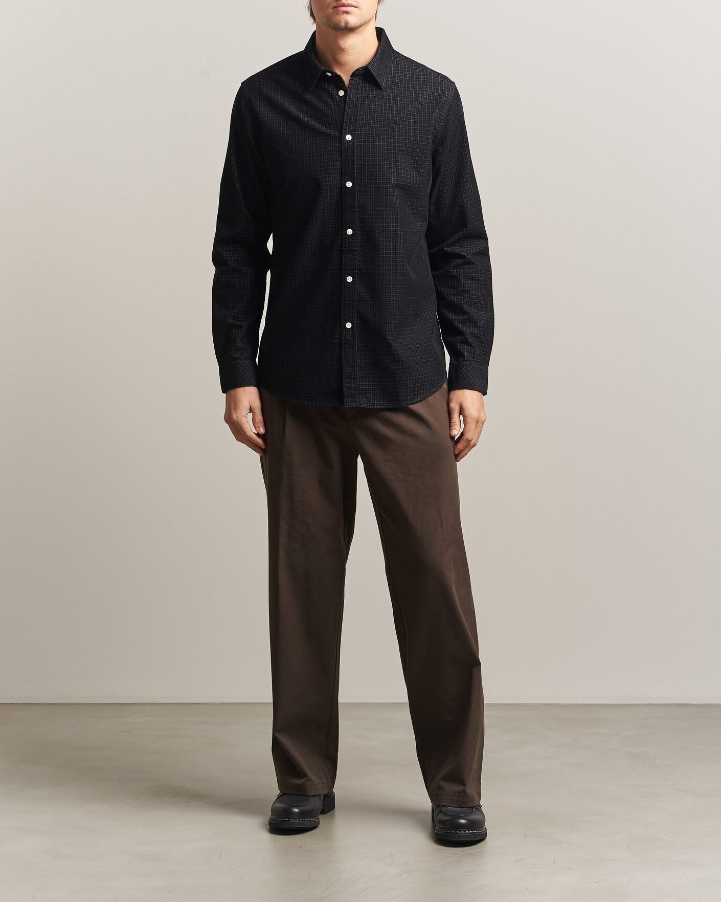 Herre | Skjorter | Samsøe Samsøe | Liam Baby Cord Checked Shirt Black