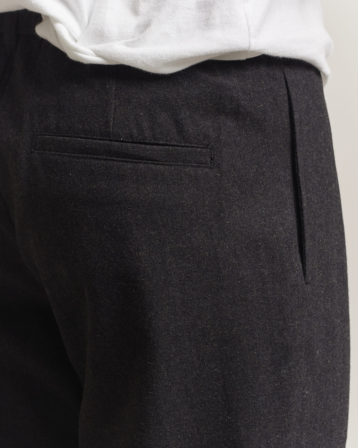 Herre | Bukser | Samsøe Samsøe | Bertil Flannel Drawstring Trousers Black Melange