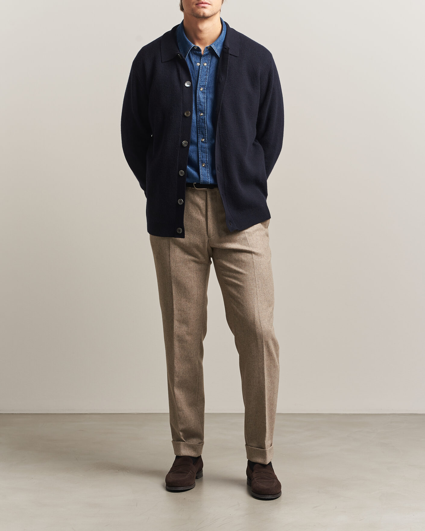 Herre | Gensere | Oscar Jacobson | Federico Wool/Cashmere Cardigan Navy