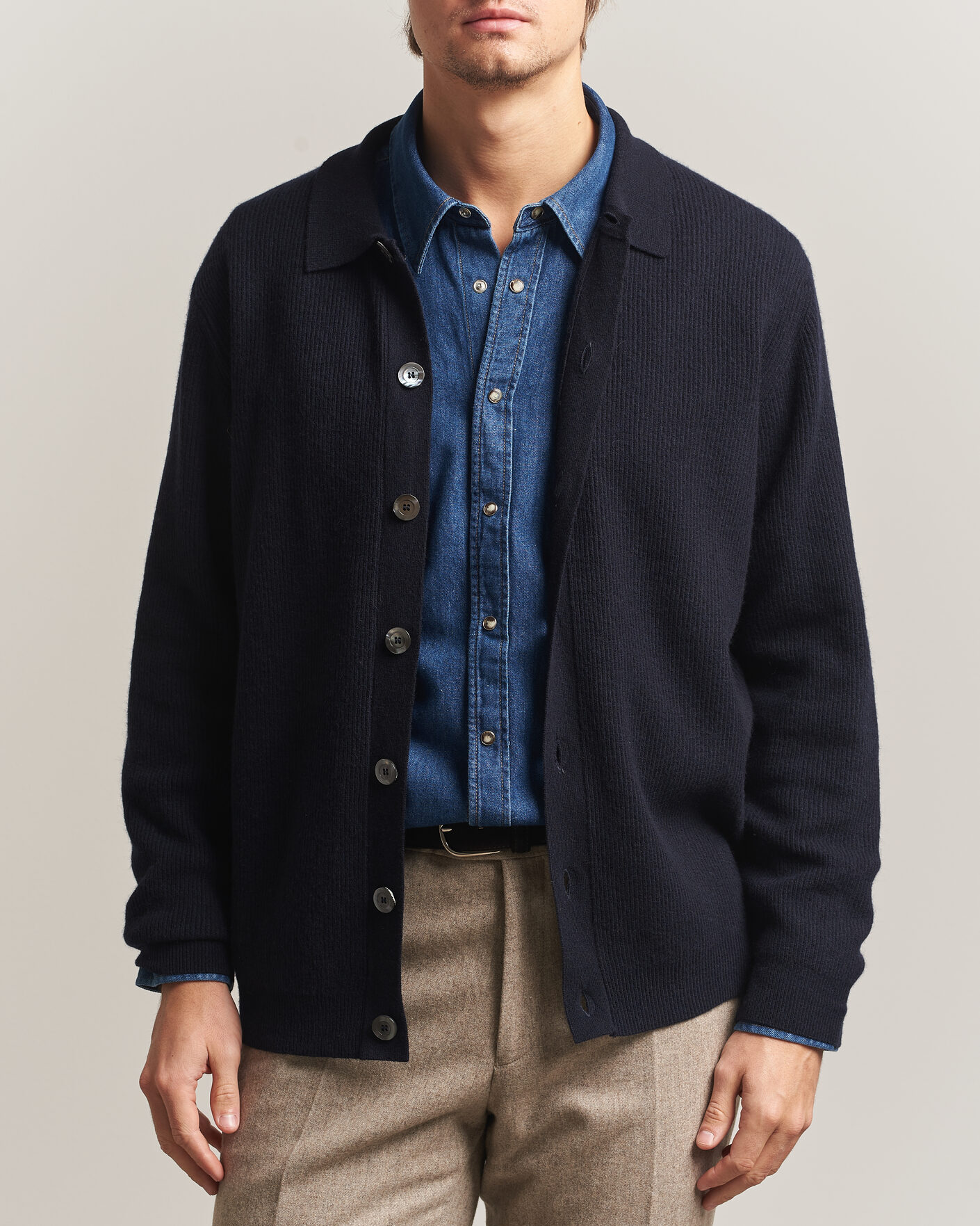 Herre | Gensere | Oscar Jacobson | Federico Wool/Cashmere Cardigan Navy