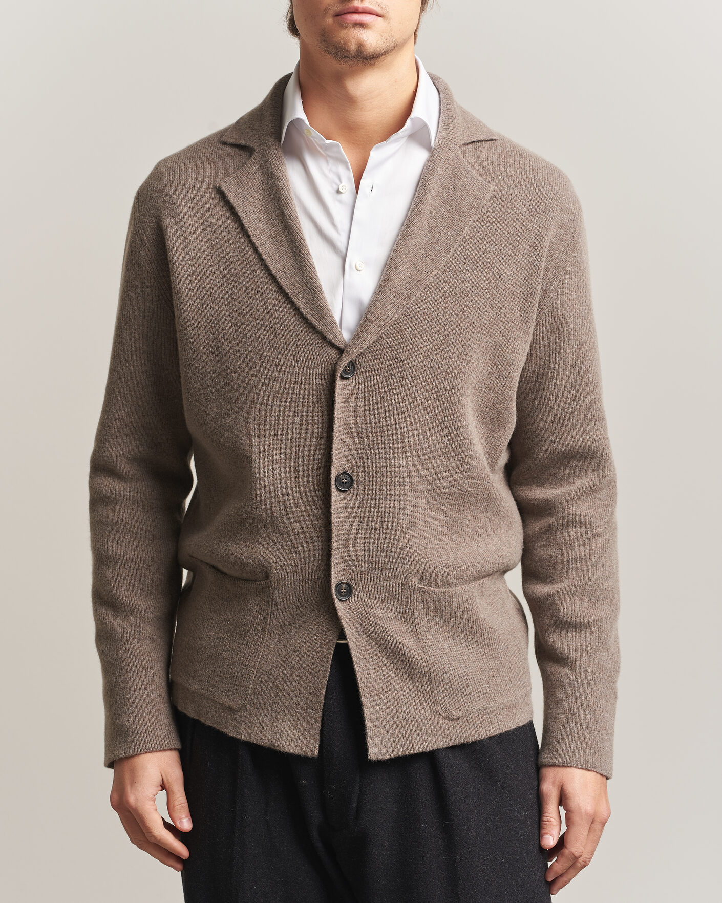 Herre | Dressjakker | Oscar Jacobson | Antonio Knitted Blazer Taupe