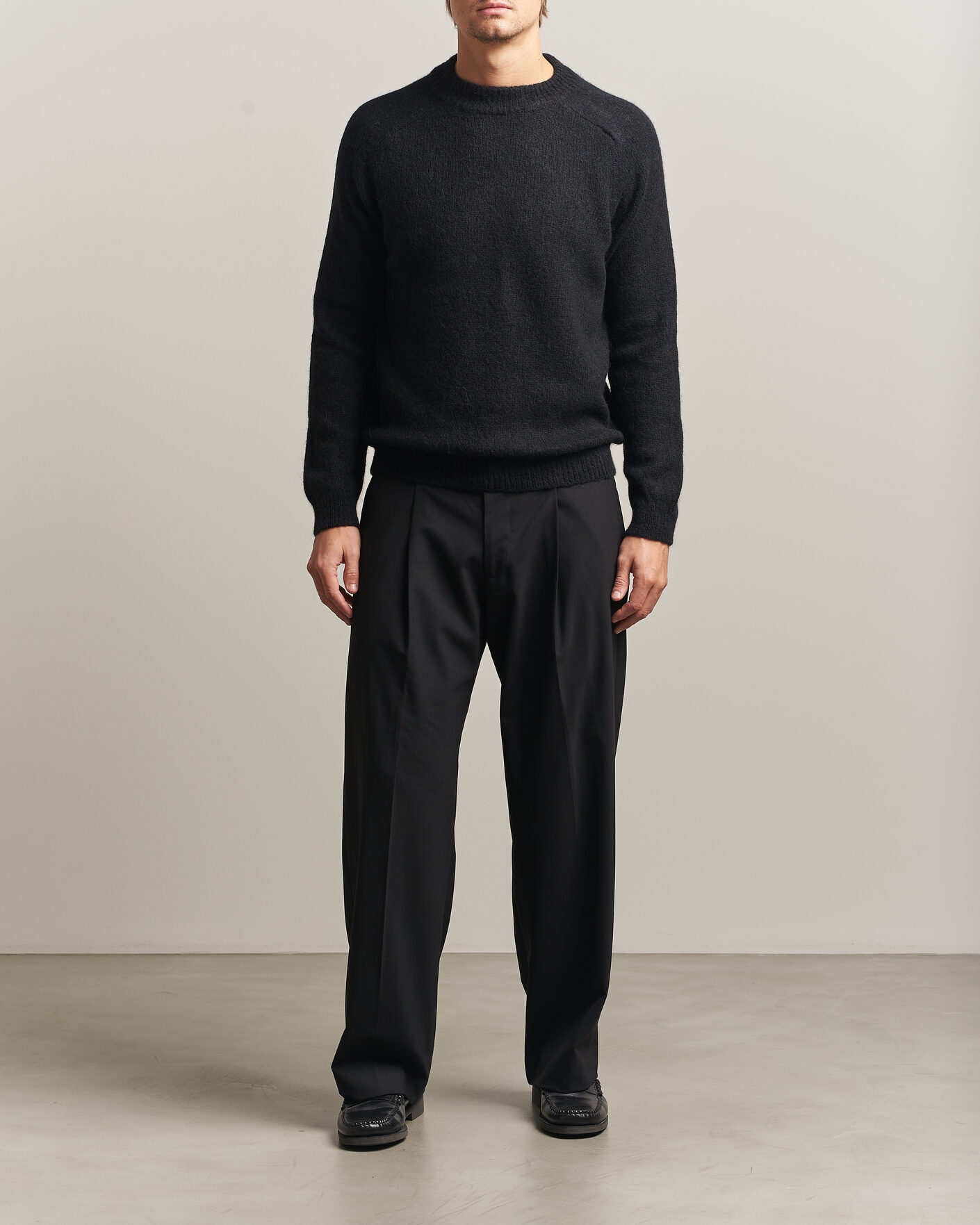 Herre | Gensere | Oscar Jacobson | Andie Alpacka/Merino Knitted Sweater Black