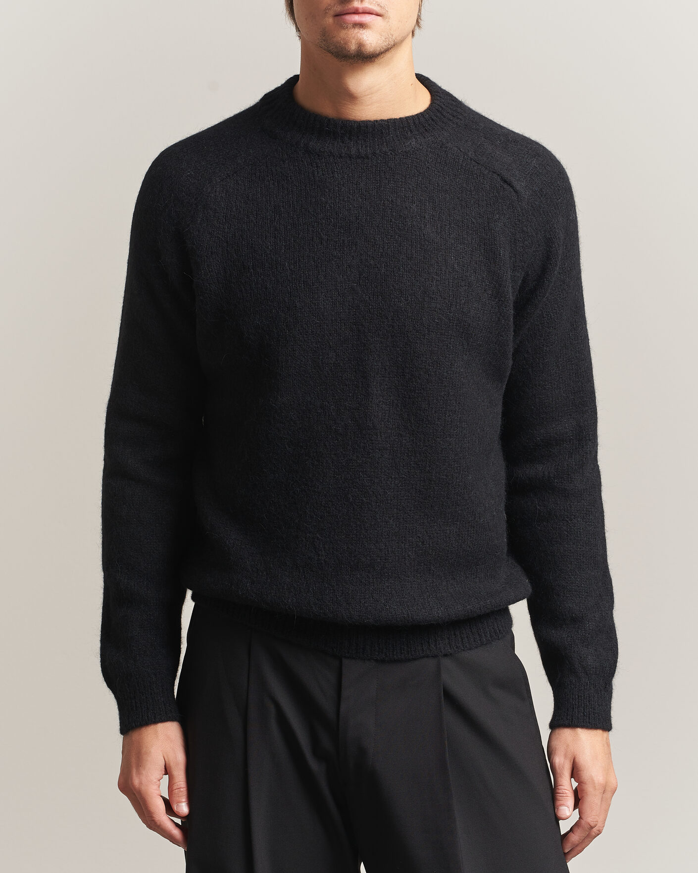 Herre | Gensere | Oscar Jacobson | Andie Alpacka/Merino Knitted Sweater Black