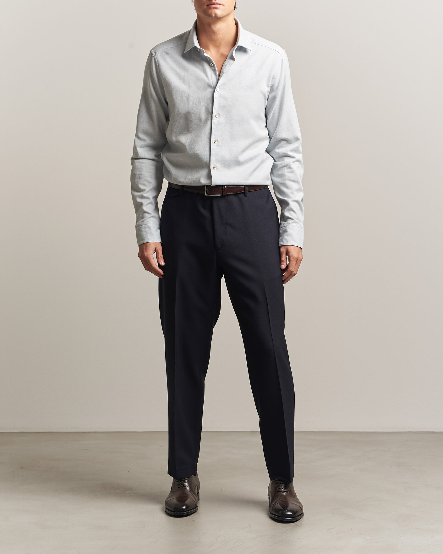 Herre | Skjorter | Stenströms | Slimline Flannel Shirt Light Blue