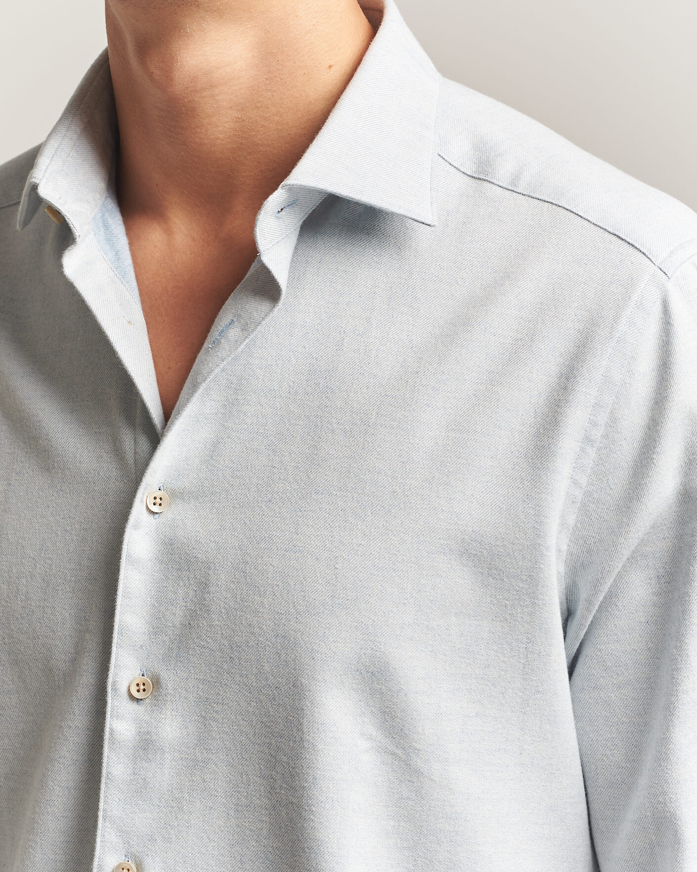 Herre | Skjorter | Stenströms | Slimline Flannel Shirt Light Blue