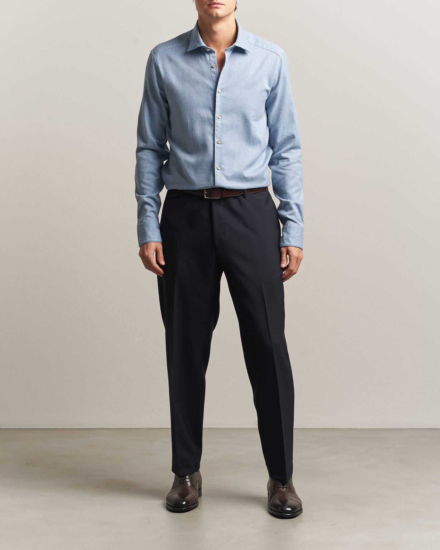 Herre | Skjorter | Stenströms | Slimline Flannel Shirt Blue