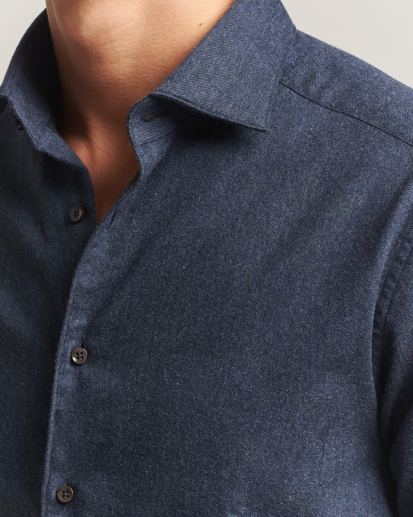 Herre | Skjorter | Stenströms | Slimline Flannel Shirt Navy