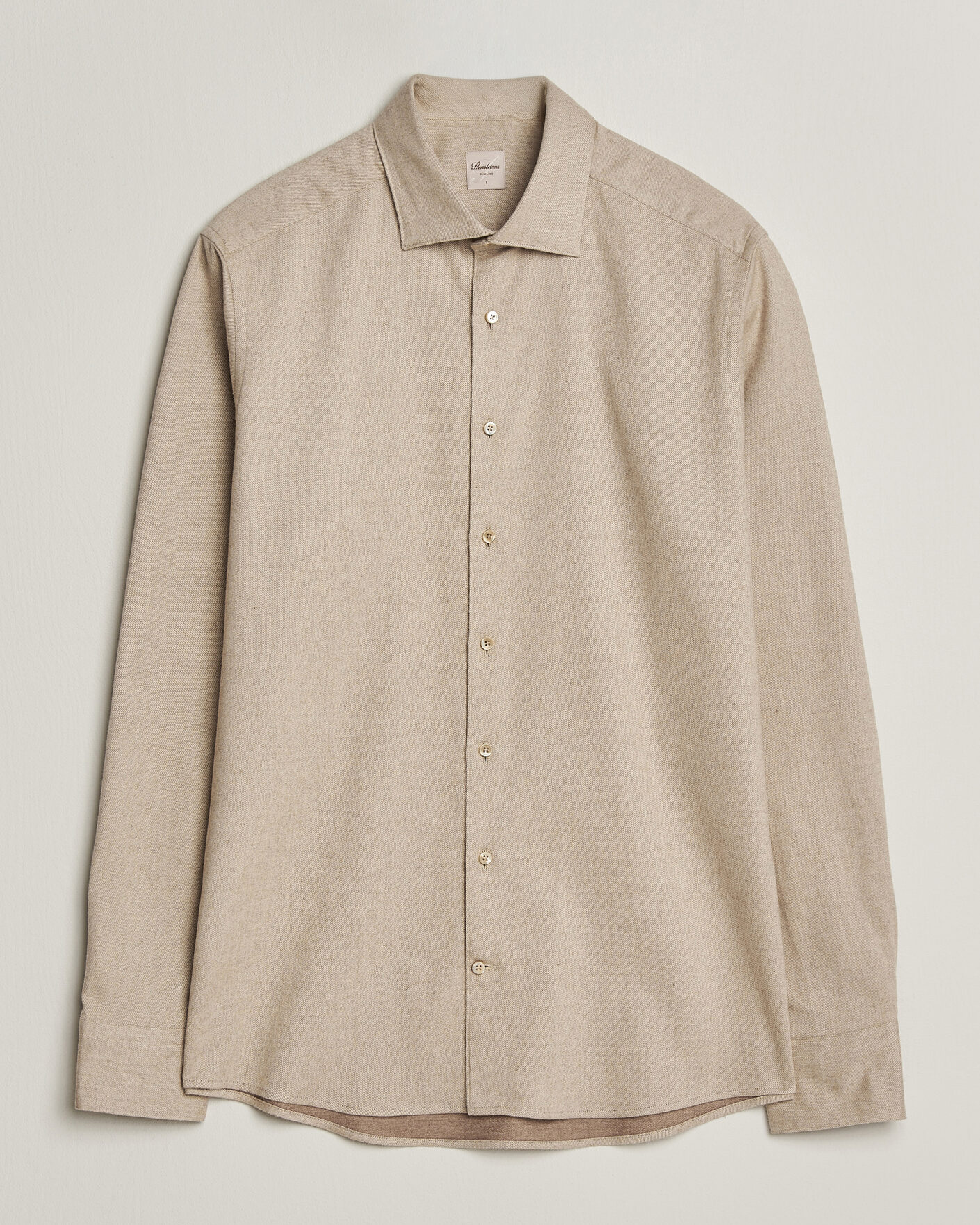 Herre | Skjorter | Stenströms | Slimline Flannel Shirt Beige