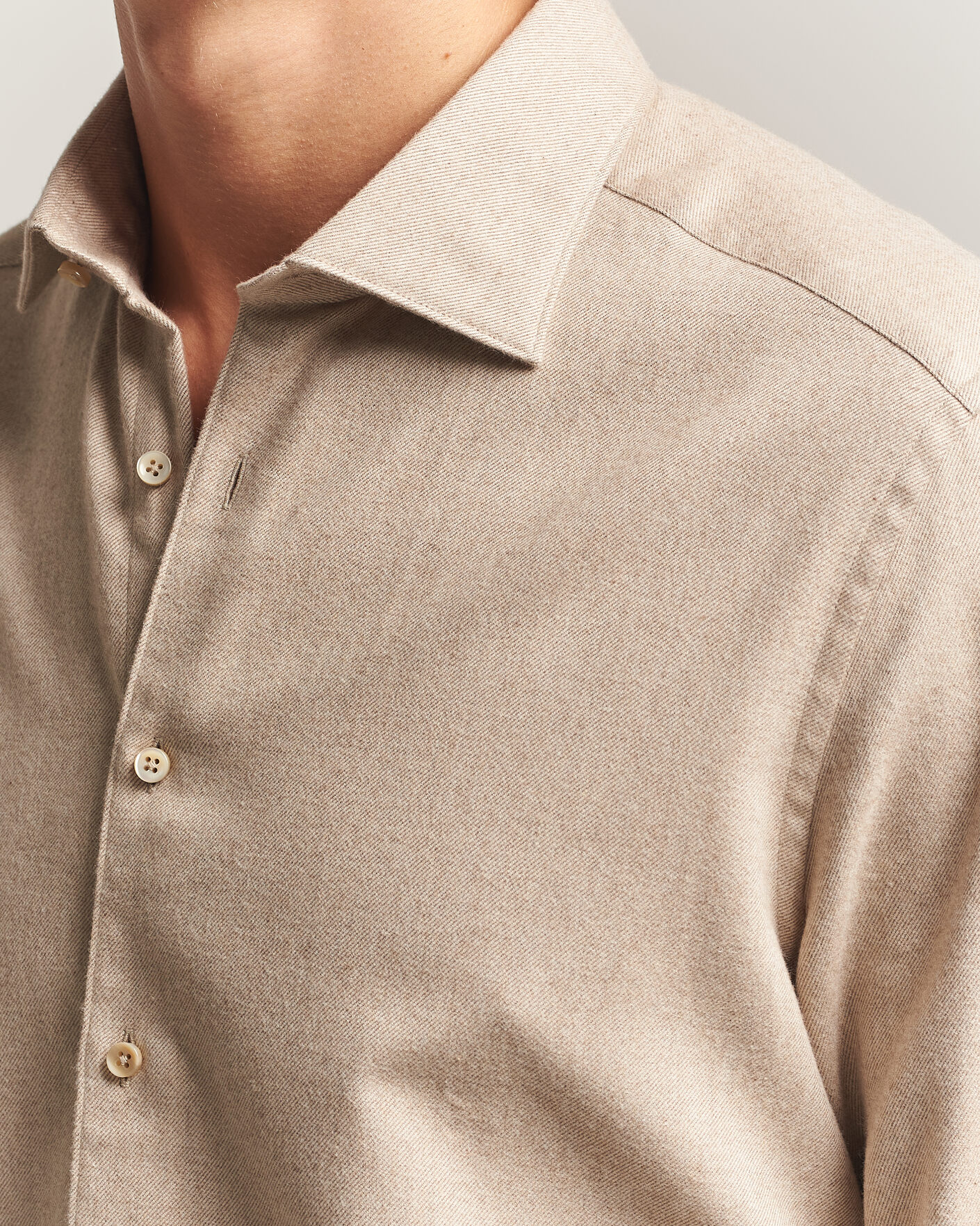 Herre | Skjorter | Stenströms | Slimline Flannel Shirt Beige