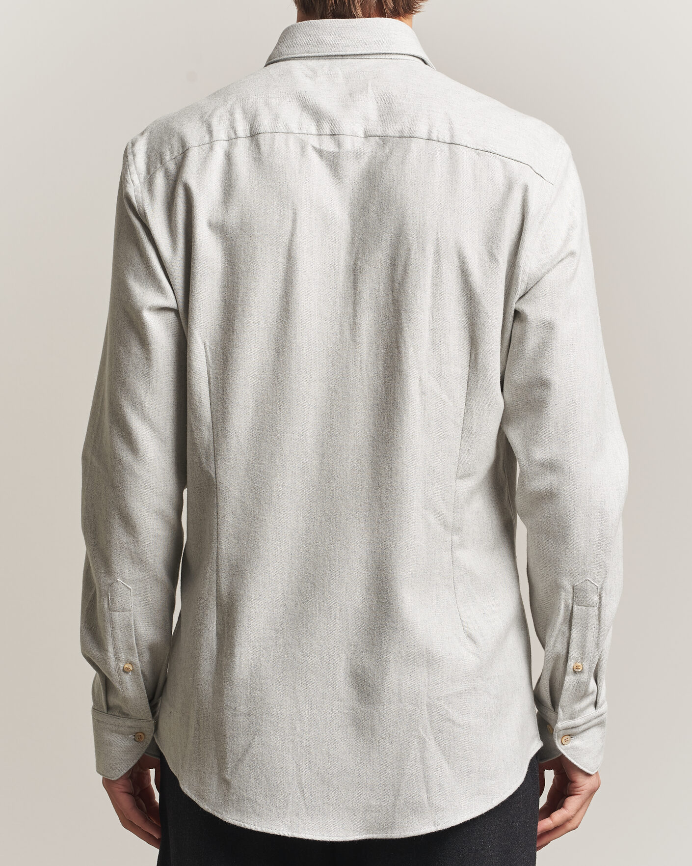 Herre | Skjorter | Stenströms | Slimline Flannel Shirt Light Grey