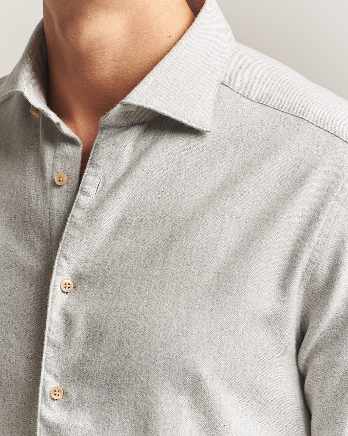 Herre | Skjorter | Stenströms | Slimline Flannel Shirt Light Grey