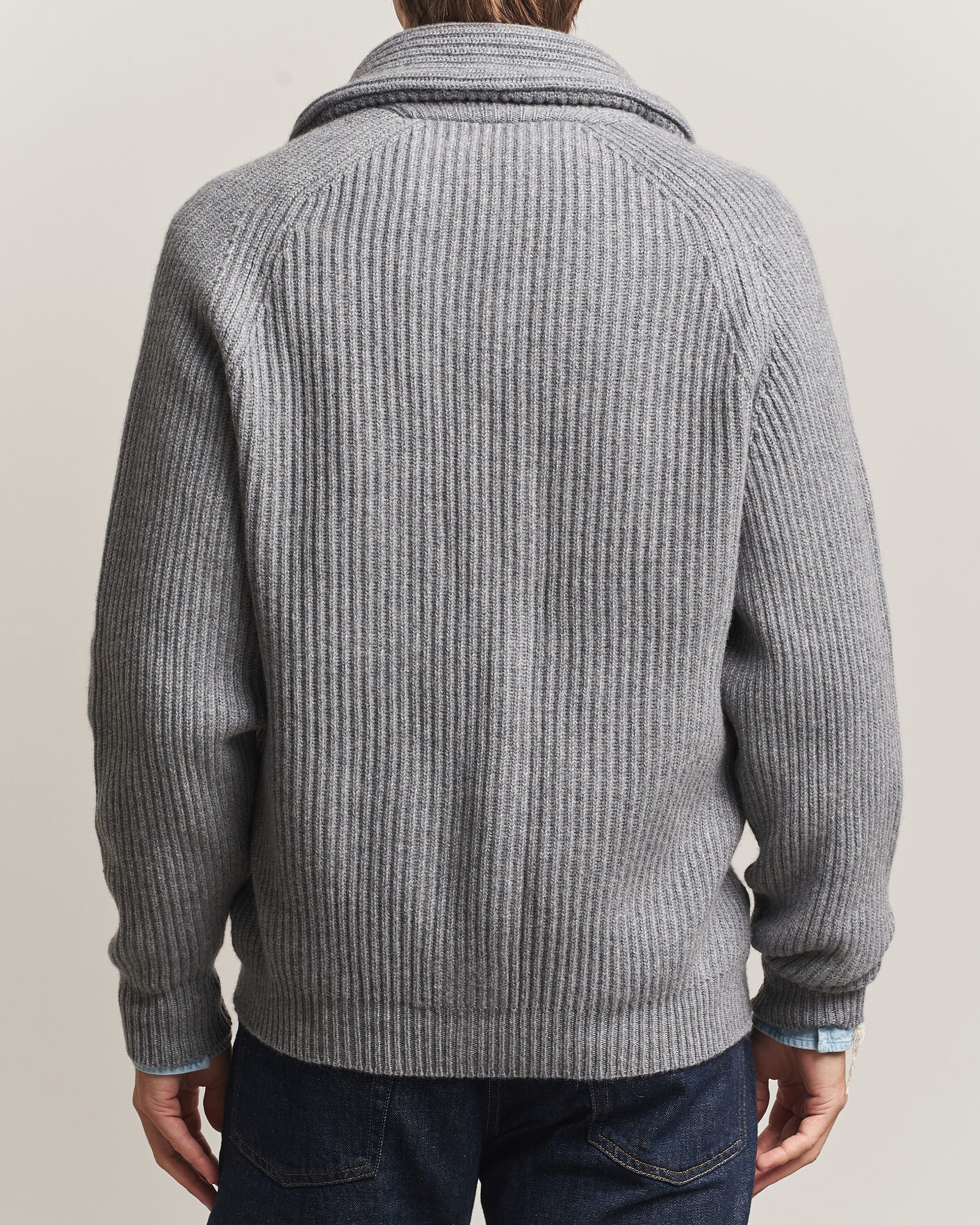 Herre | Gensere | William Lockie | Windsor Cashmere Shawl Cardigan Flannel Grey