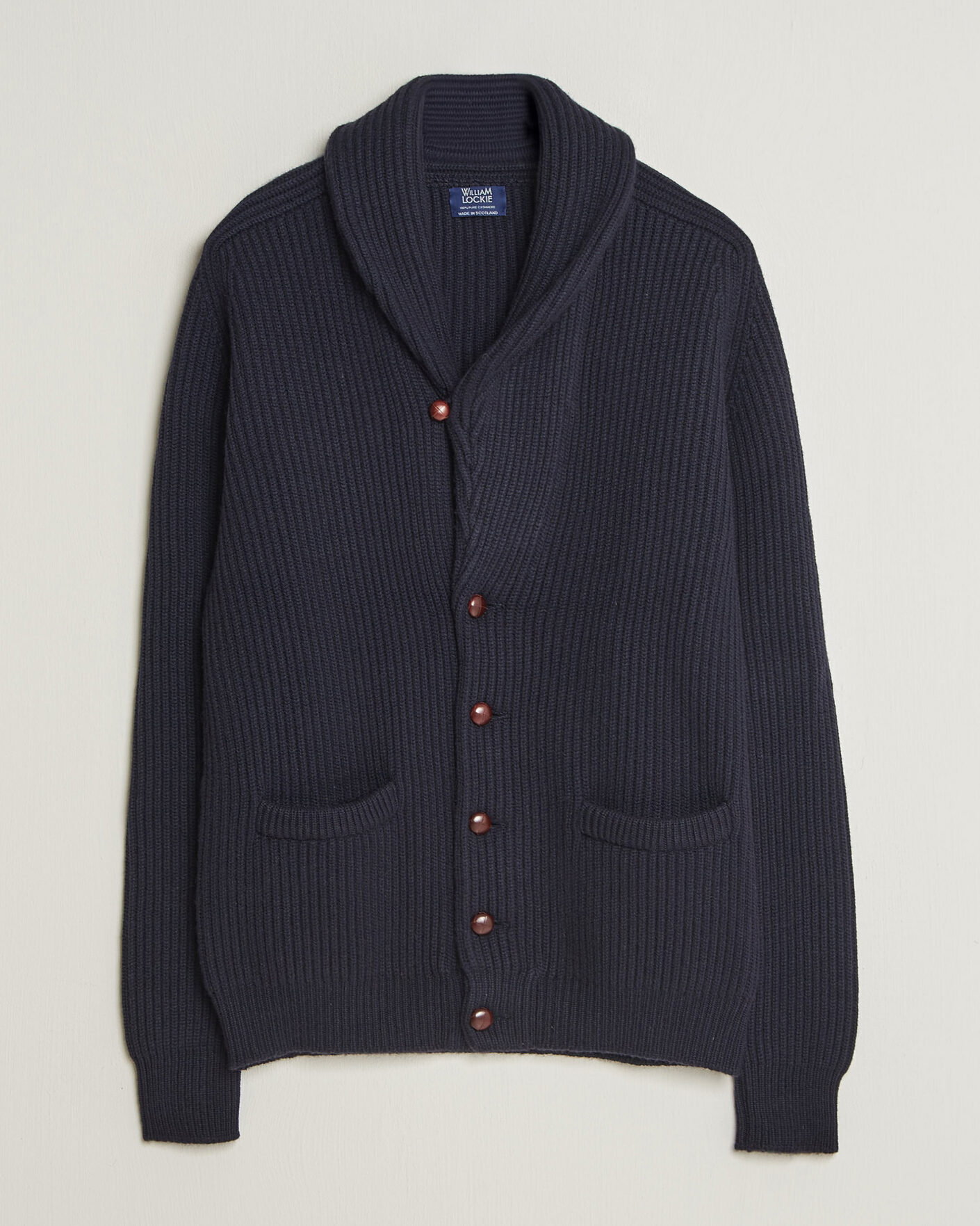 Herre | Gensere | William Lockie | Windsor Cashmere Shawl Cardigan Navy