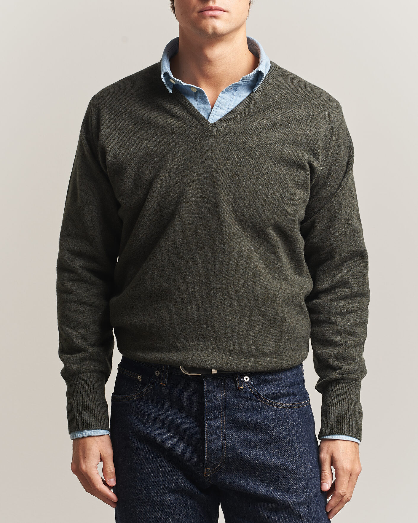 Herre | Gensere | William Lockie | Rob Lambswool V-Neck Seaweed