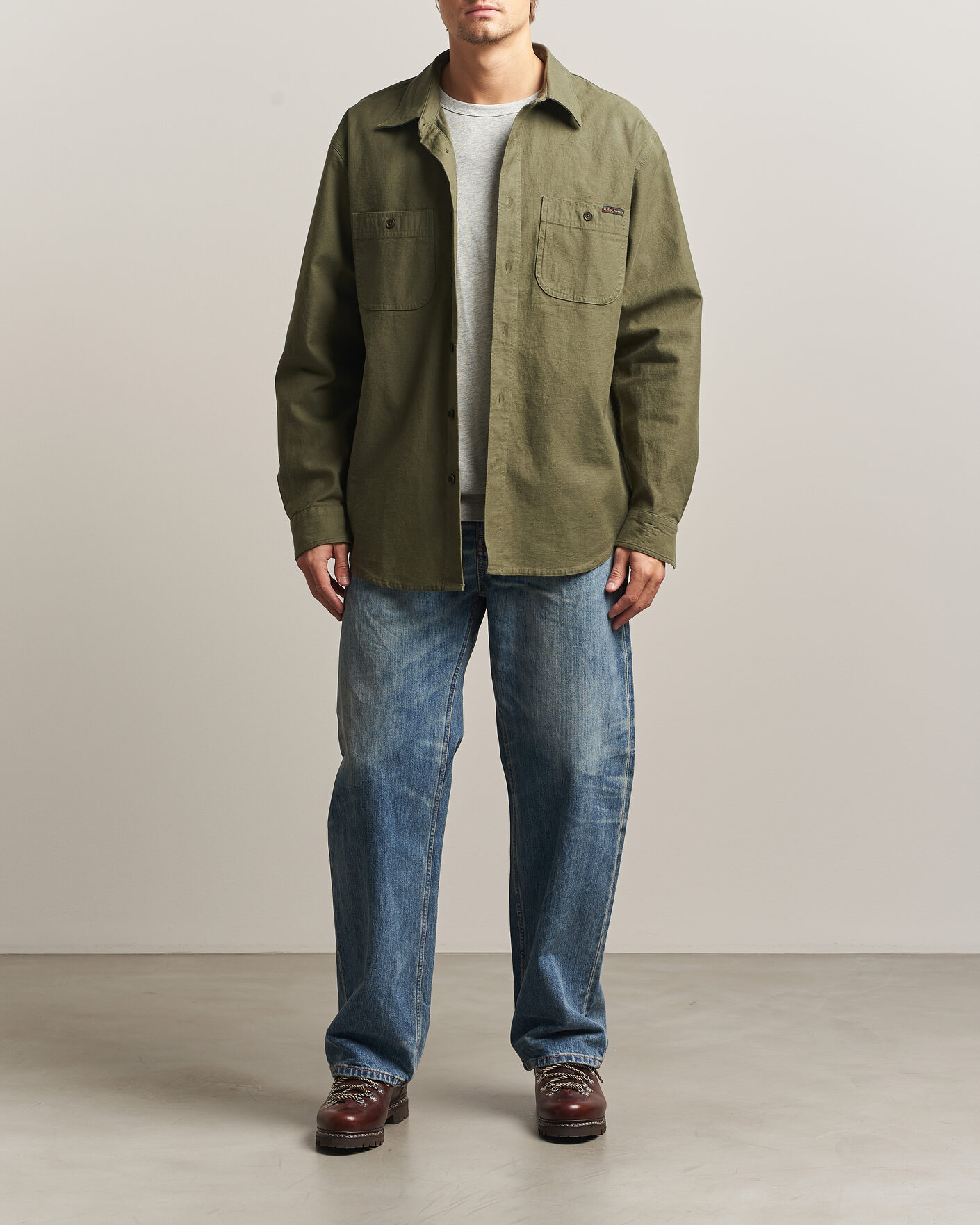 Herre | Skjorter | Nudie Jeans | Julian Worker Shirt Olive Green