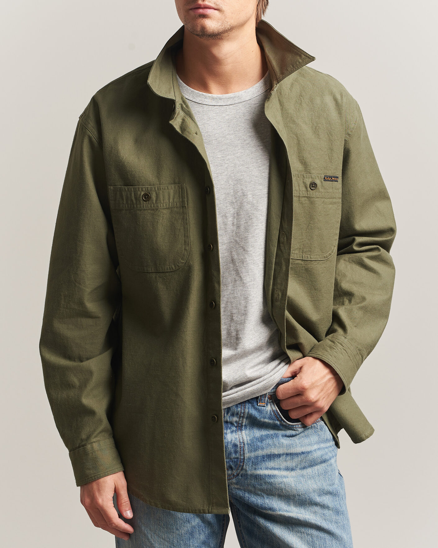 Herre | Skjorter | Nudie Jeans | Julian Worker Shirt Olive Green