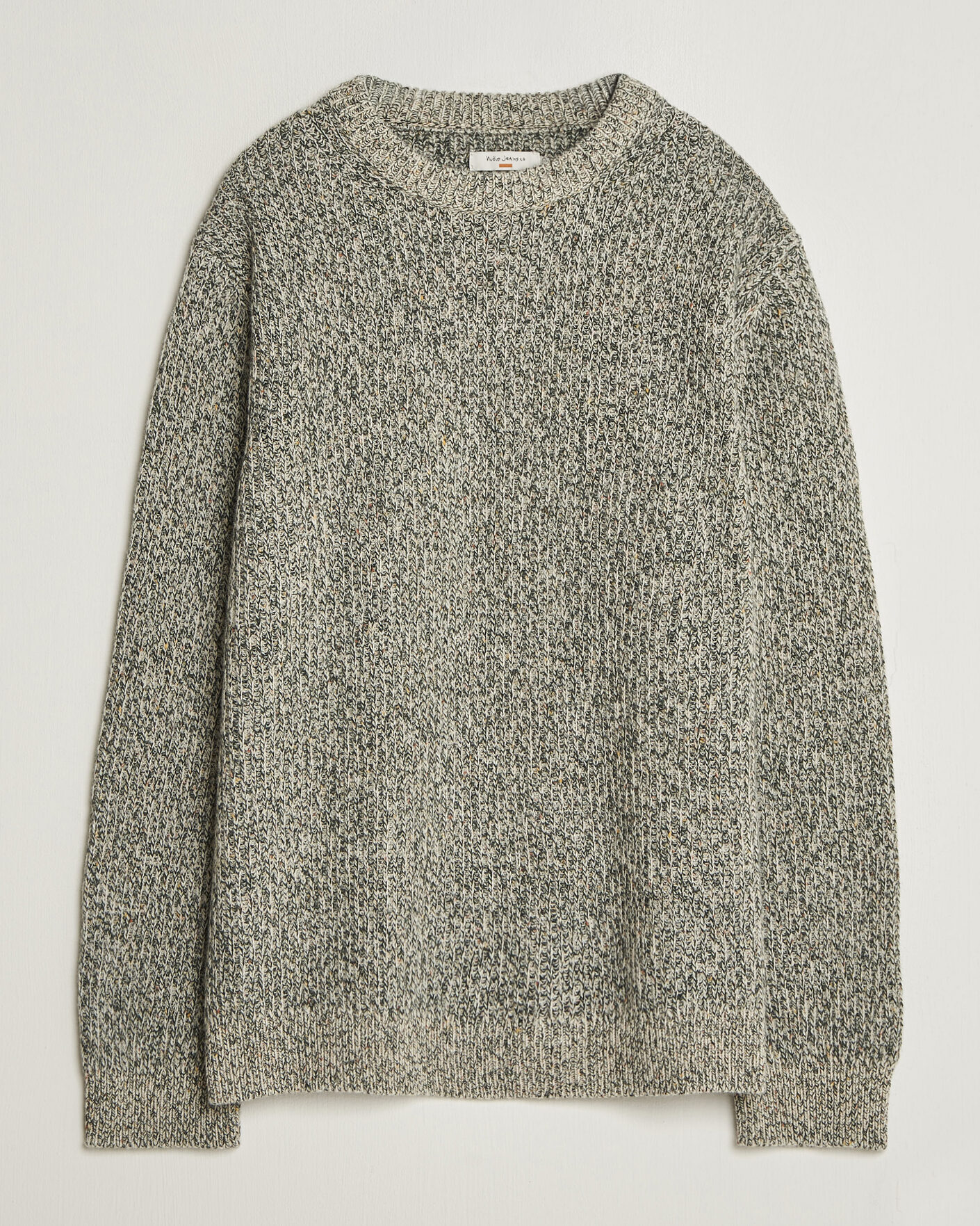 Herre | Gensere | Nudie Jeans | August Wool Rib Knitted Sweater Green Melange