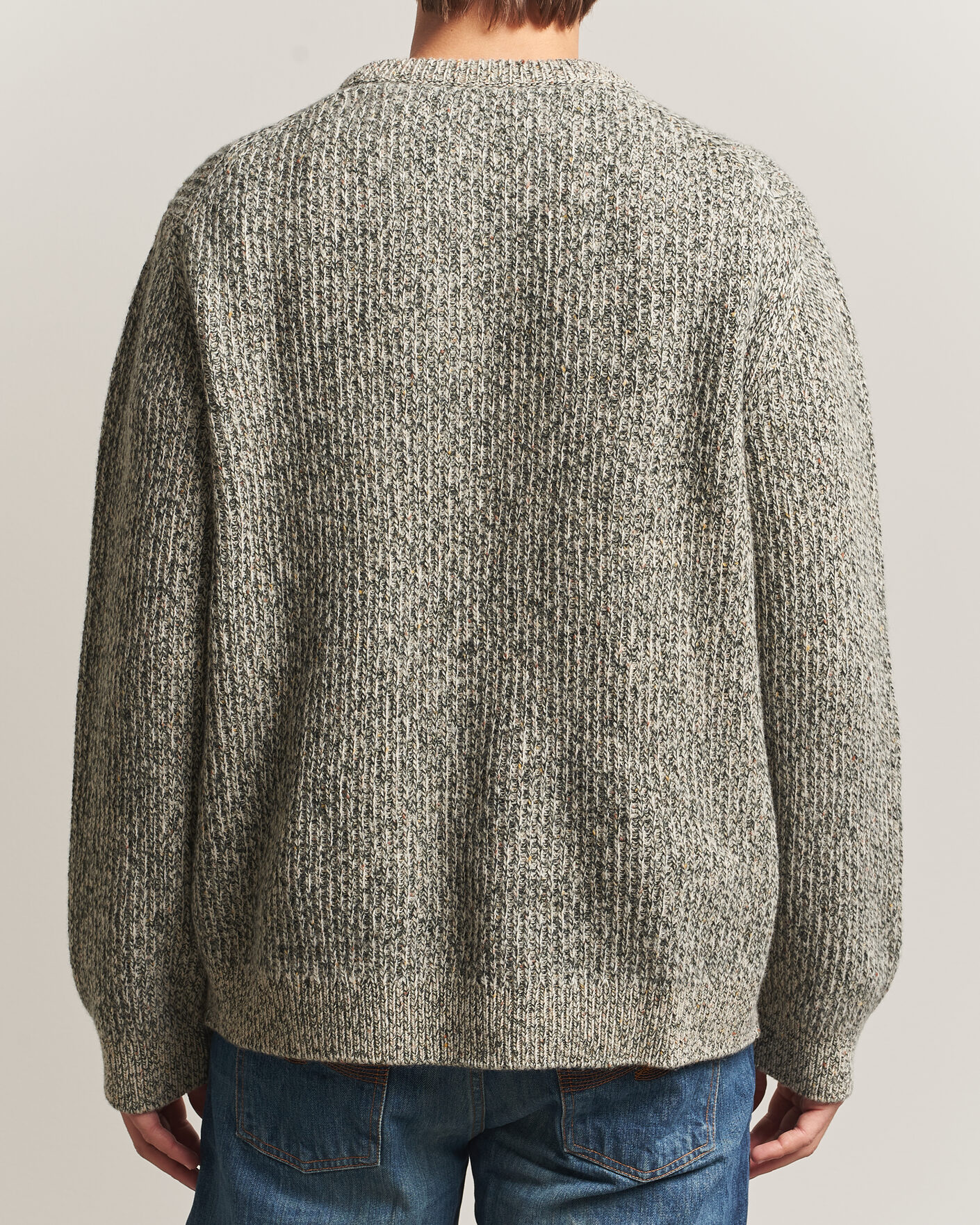 Herre | Gensere | Nudie Jeans | August Wool Rib Knitted Sweater Green Melange
