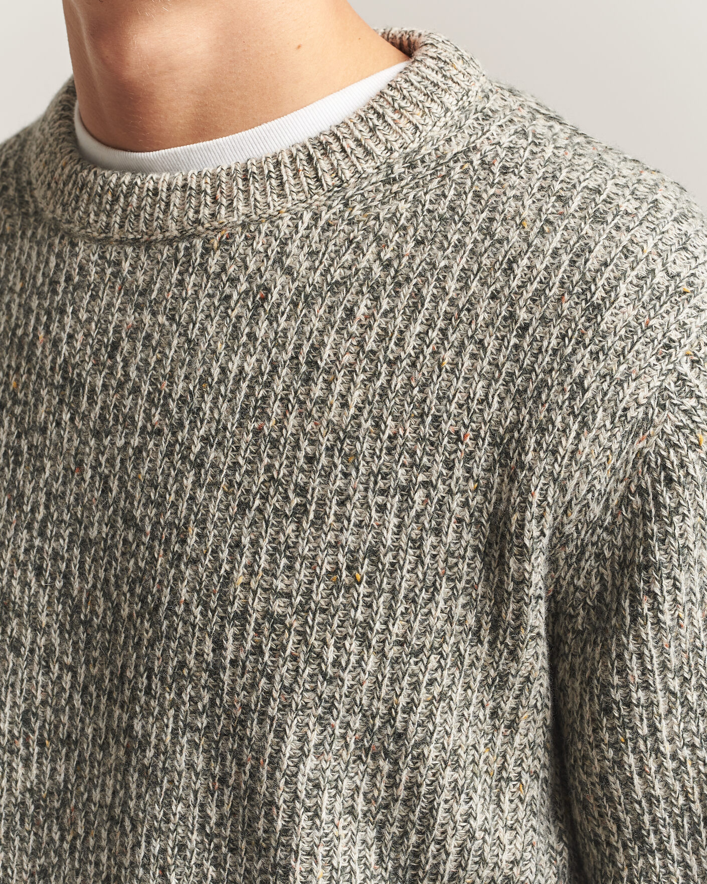 Herre | Gensere | Nudie Jeans | August Wool Rib Knitted Sweater Green Melange