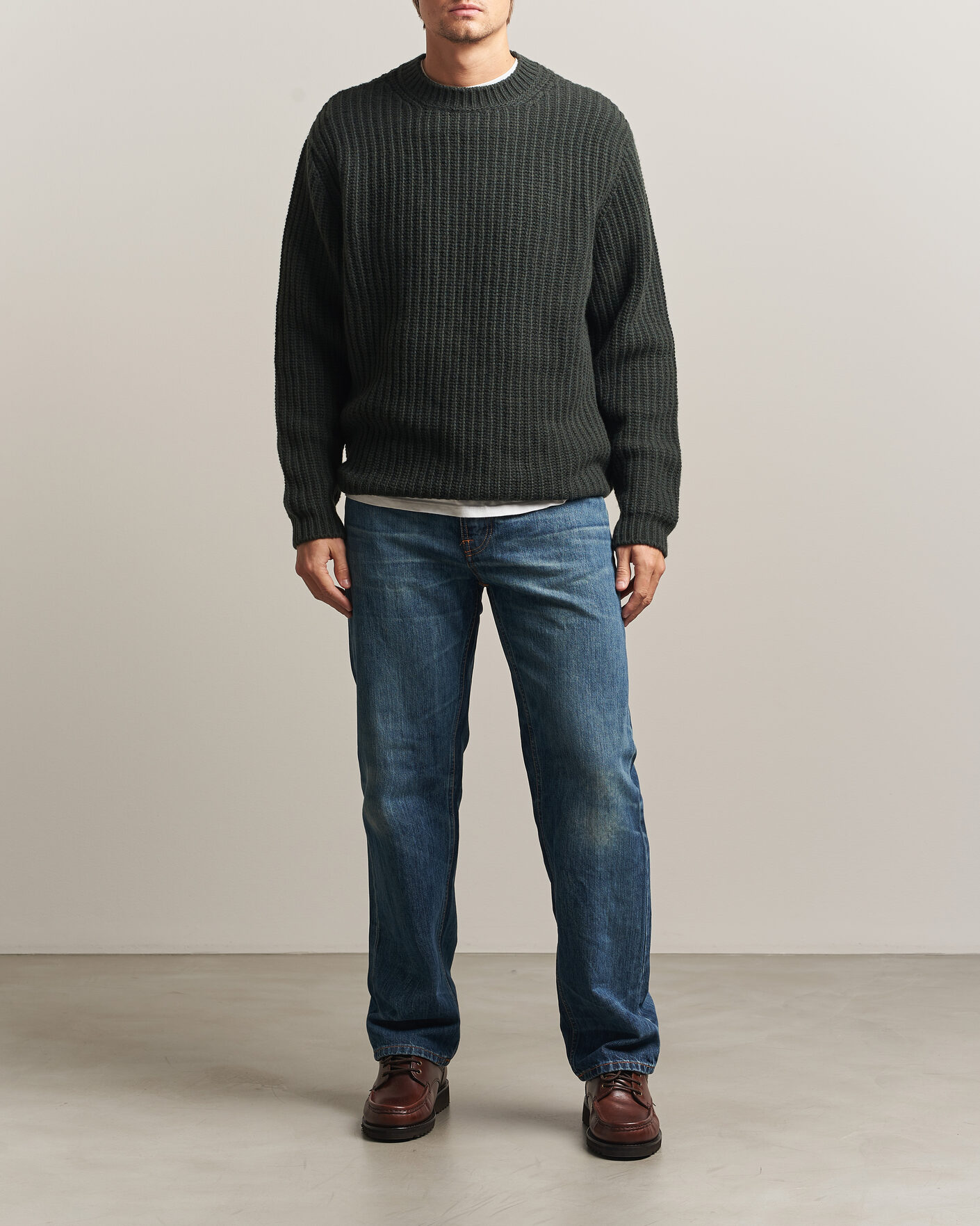 Herre | Gensere | Nudie Jeans | Gurry Chunky Knitted Sweater Racing Green