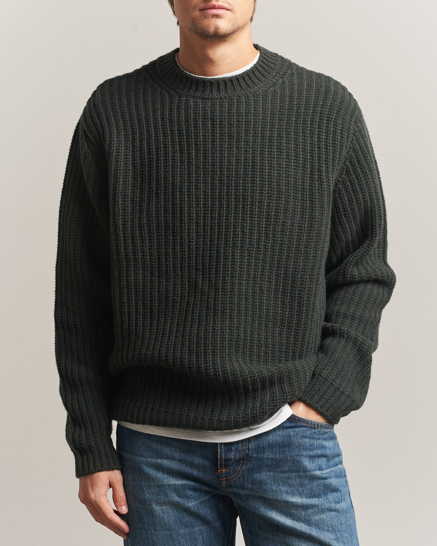 Herre | Gensere | Nudie Jeans | Gurry Chunky Knitted Sweater Racing Green