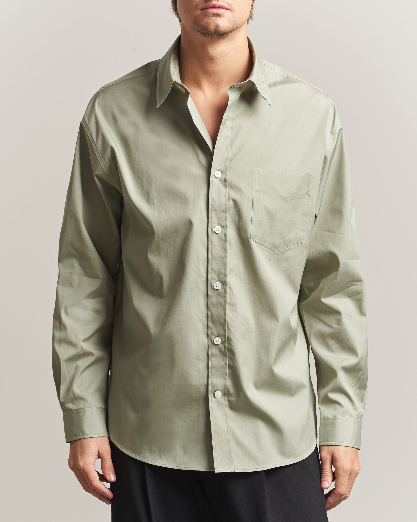 Herre | Skjorter | NN07 | Skyler Relaxed Fit Supima Cotton Shirt Pale Green