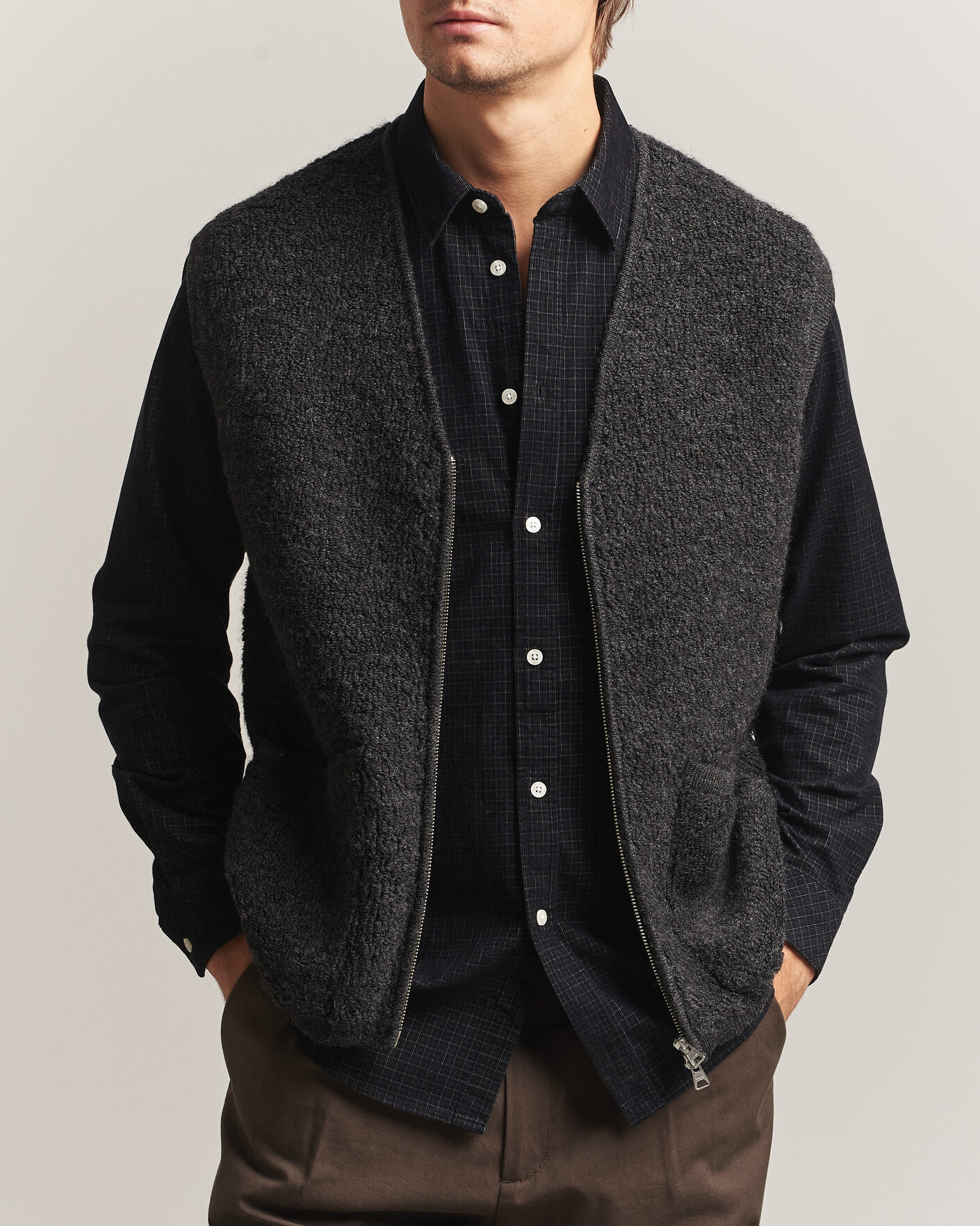 Herre | Vester | NN07 | Mads Wool Fleece Vest Antracite Melange
