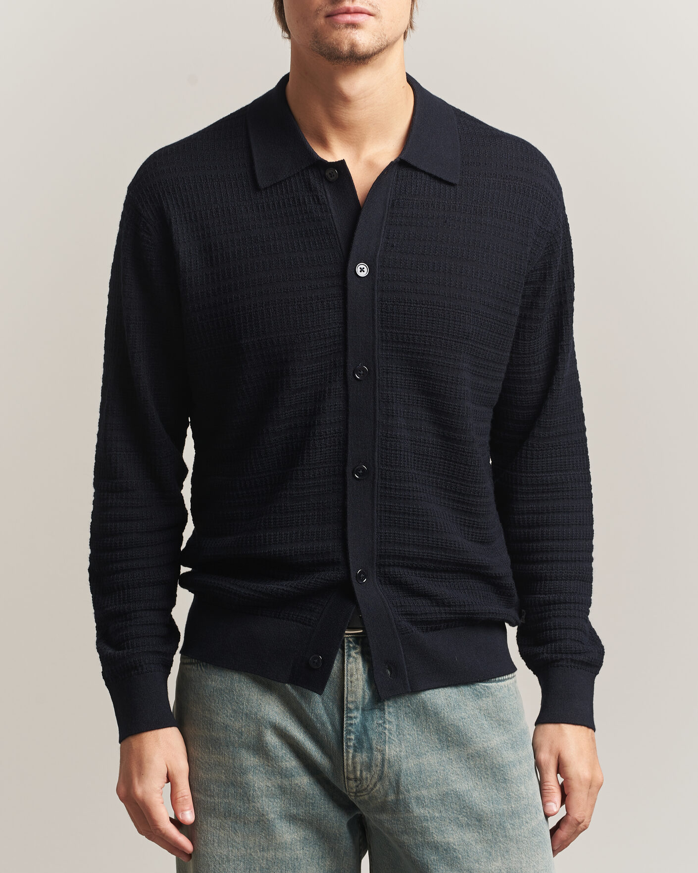 Herre | Gensere | NN07 | Nate Wool Knitted Cardigan Deep Navy