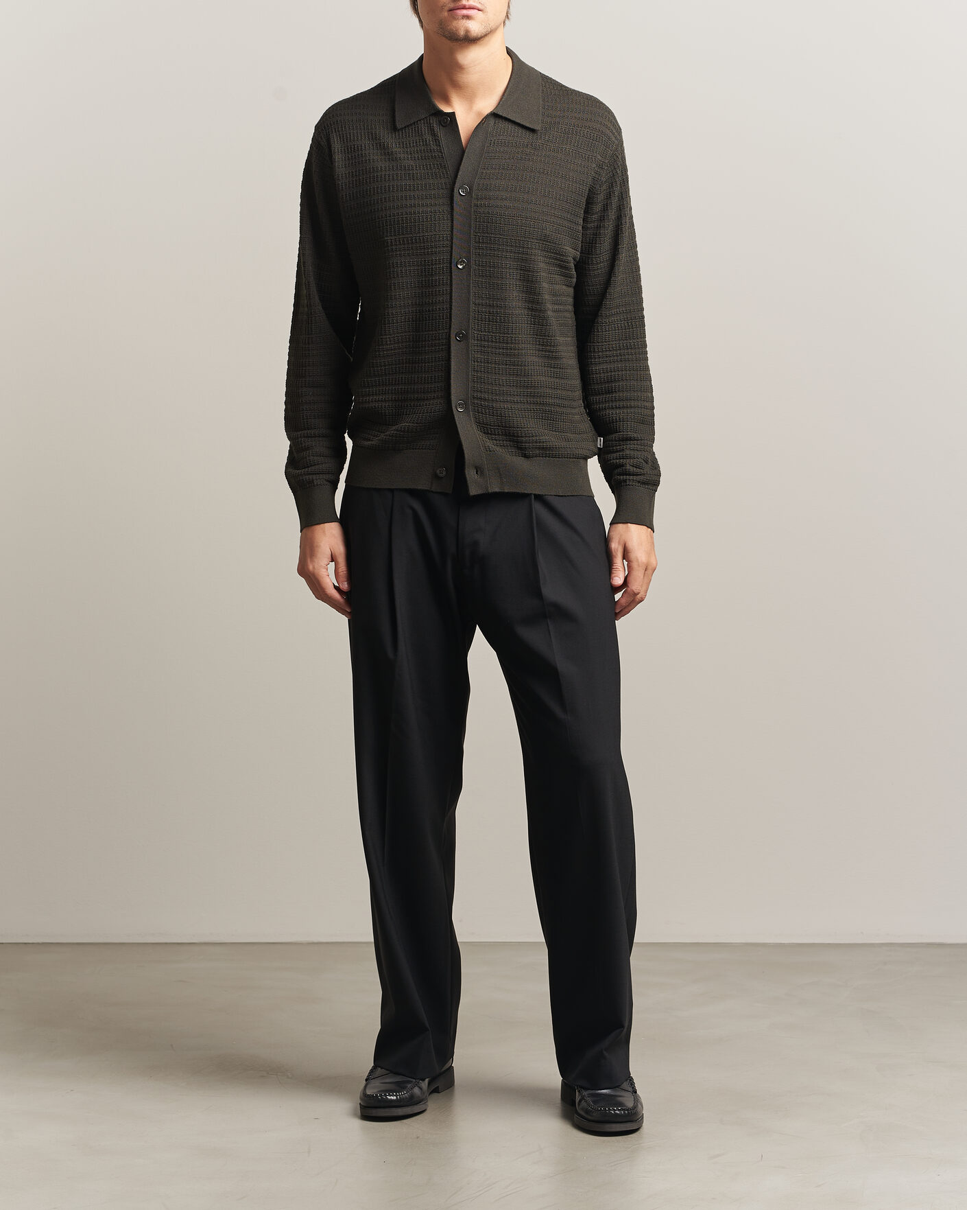 Herre | Gensere | NN07 | Nate Wool Knitted Cardigan Dark Army