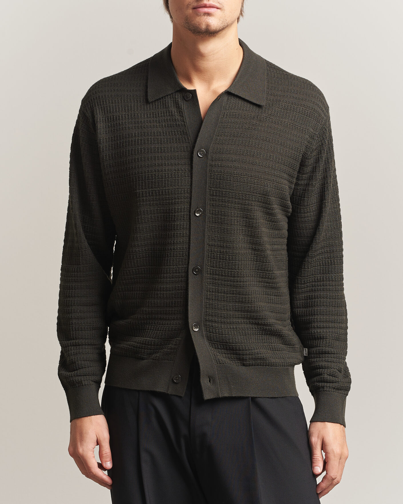 Herre | Gensere | NN07 | Nate Wool Knitted Cardigan Dark Army