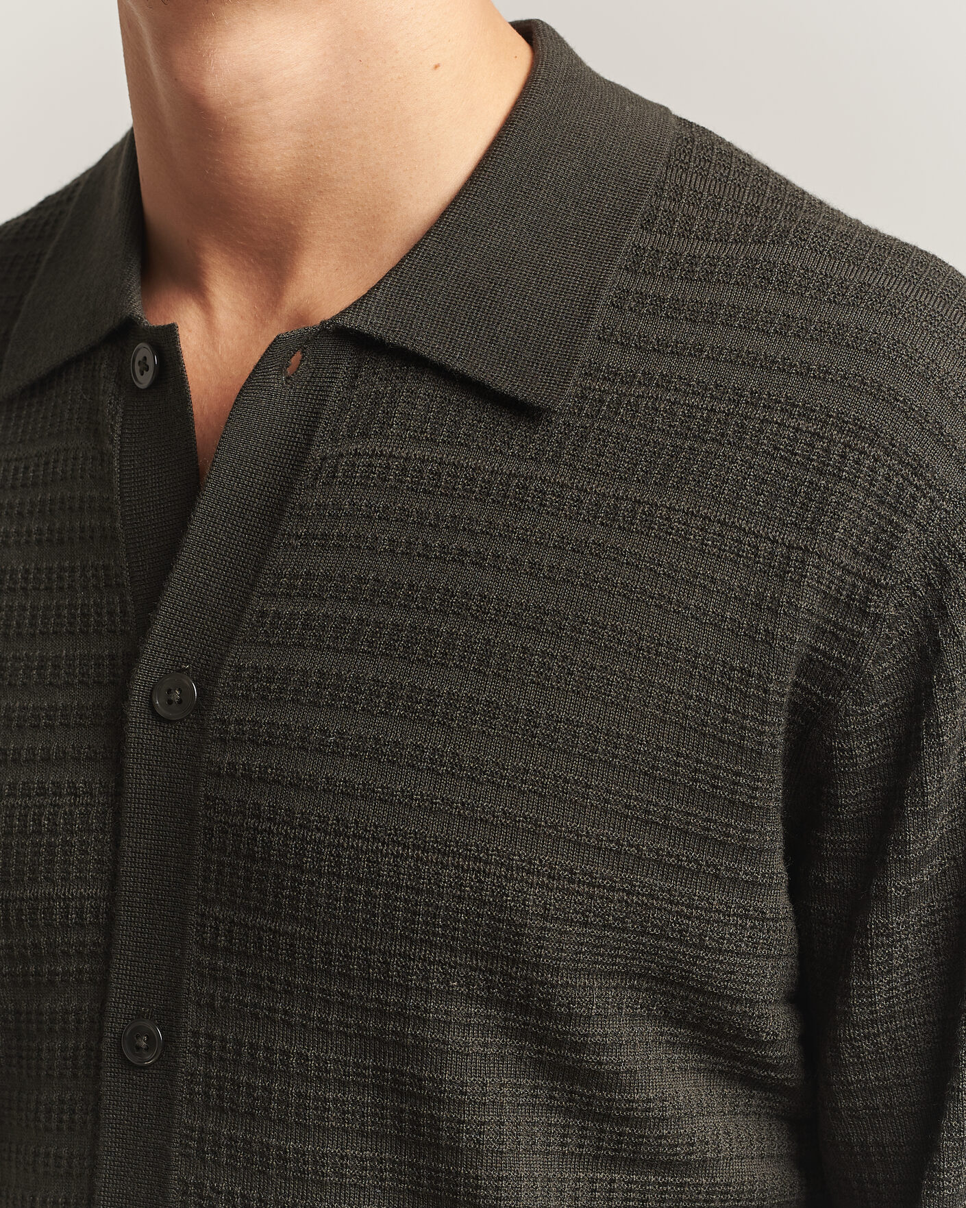 Herre | Gensere | NN07 | Nate Wool Knitted Cardigan Dark Army