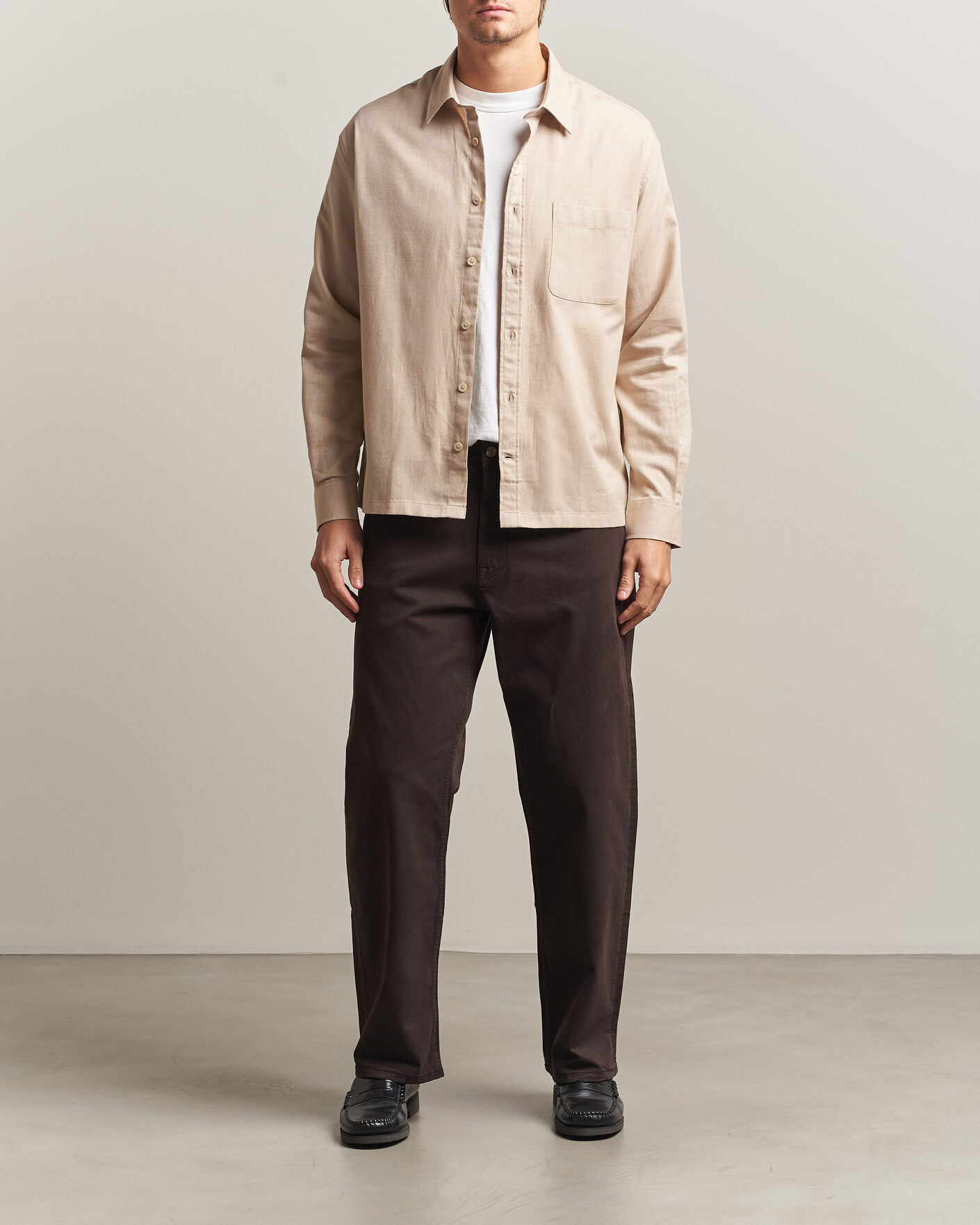 Herre | Skjorter | NN07 | Deon Brushed Light Flannel Shirt Desert Khaki