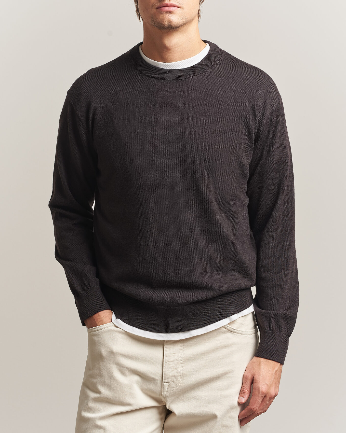 Herre | Gensere | NN07 | Nate Wool Knitted Crew Neck Deep Truffle