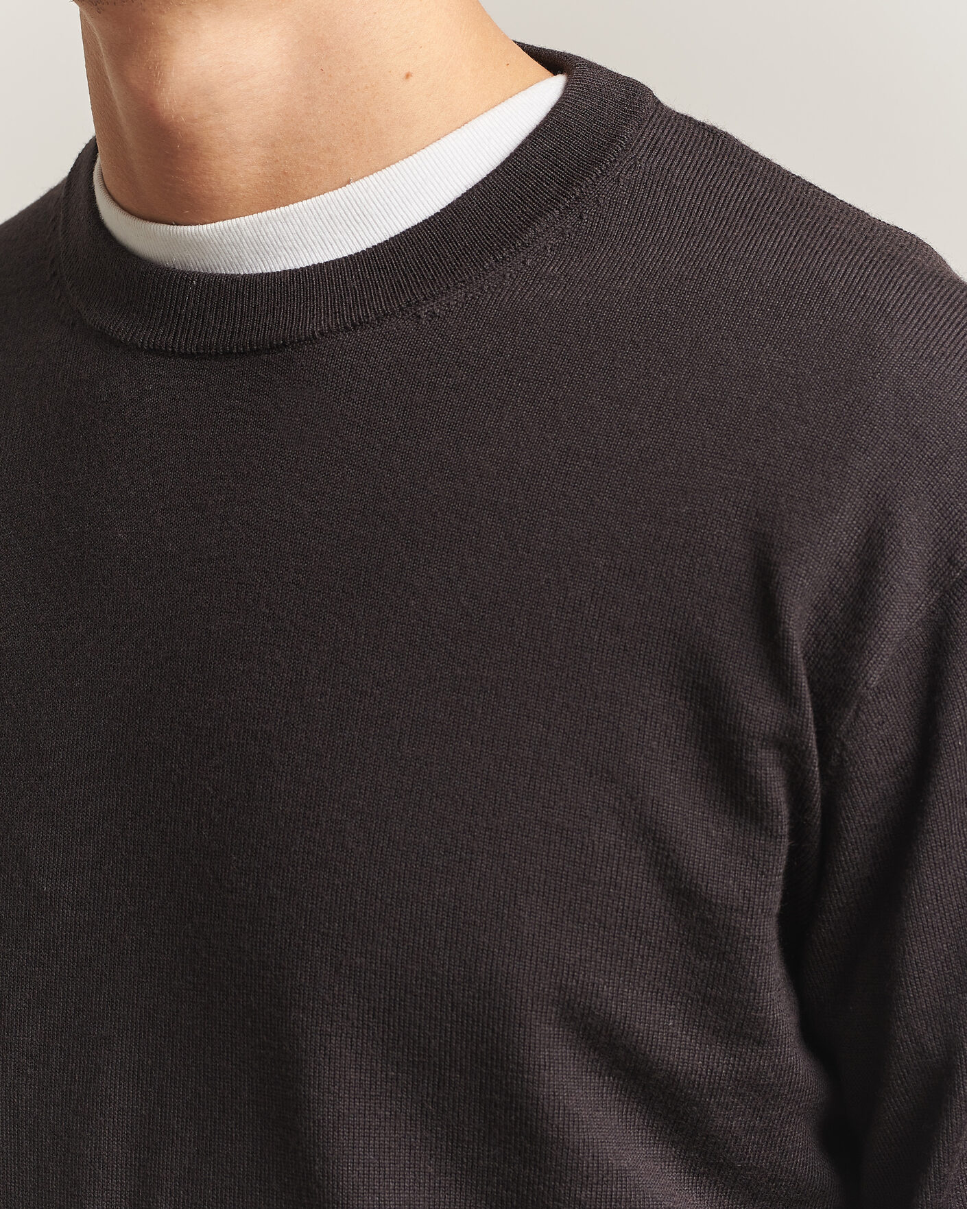 Herre | Gensere | NN07 | Nate Wool Knitted Crew Neck Deep Truffle