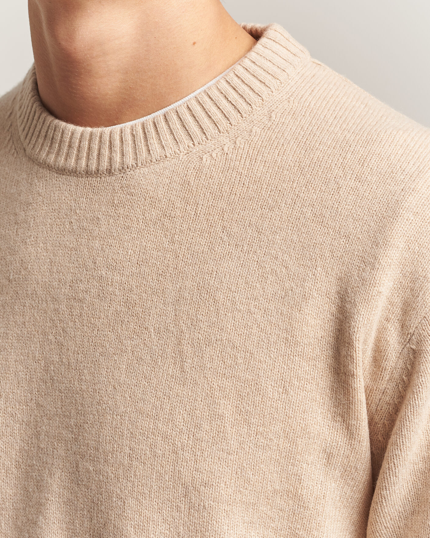 Herre | Gensere | NN07 | Russel Wool/Cotton Knitted Sweater Ecru
