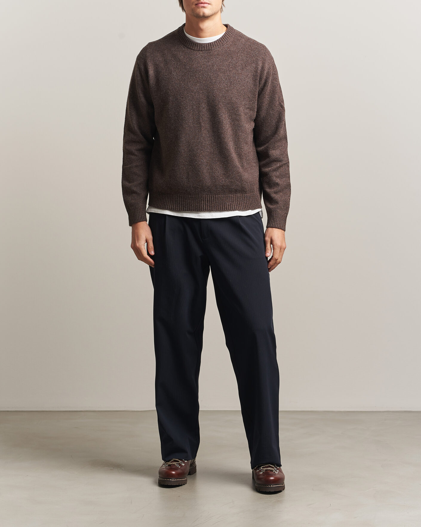 Herre | Gensere | NN07 | Russel Wool/Cotton Knitted Sweater Mable Husk