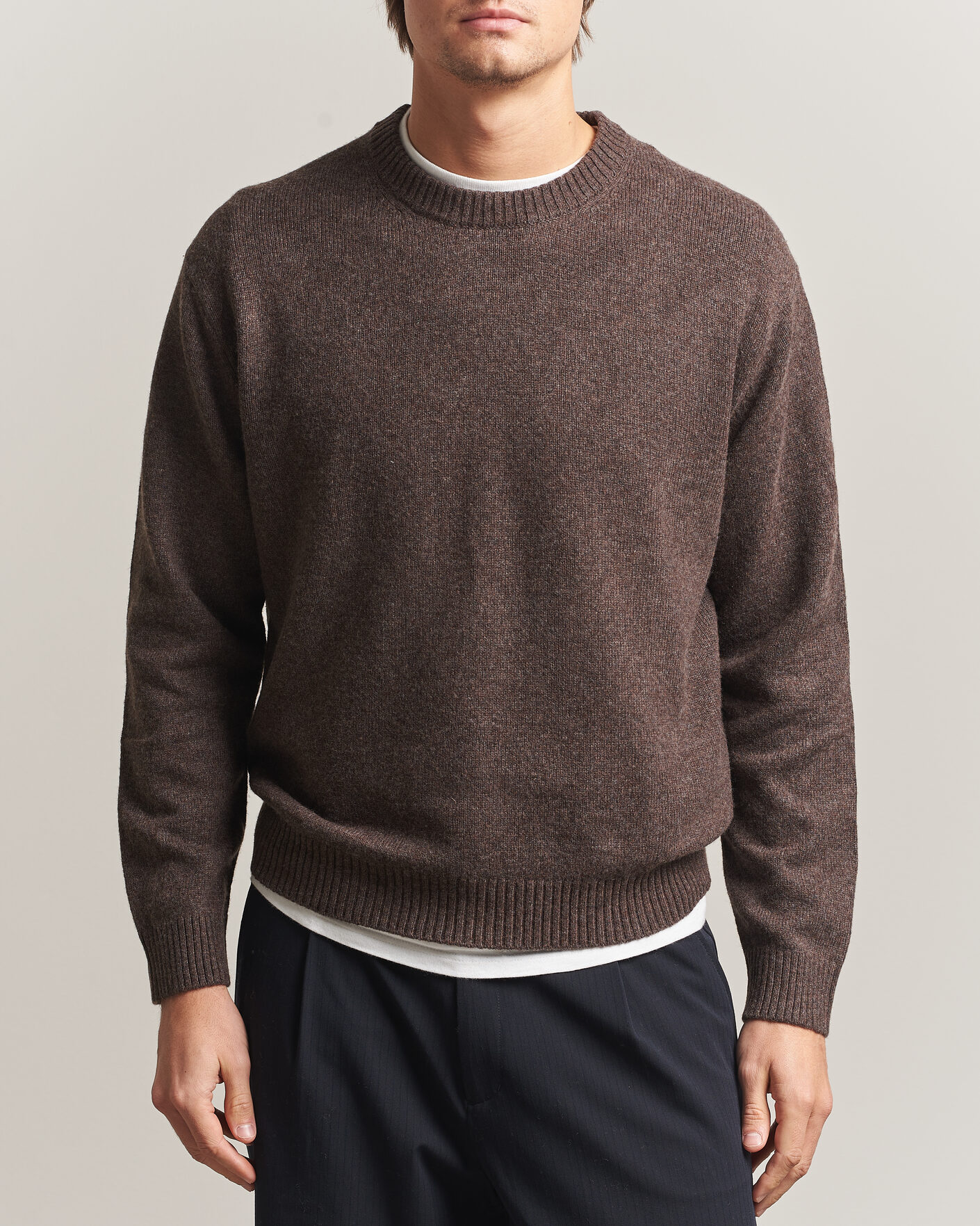 Herre | Gensere | NN07 | Russel Wool/Cotton Knitted Sweater Mable Husk
